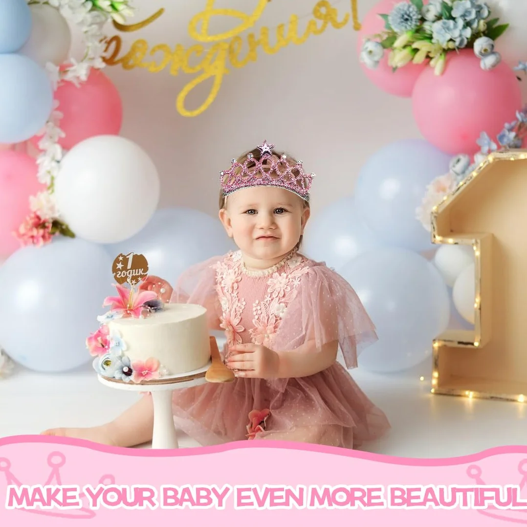 3 Pezzi Fascia Capelli Neonata, Corona Principessa Fascia, Corona Fascia Neonato, Accessori per Bambina, Per Compleanni, Feste, Morbido, Cotone, Elastico, Grazioso(Oro, Argento, Rosa)