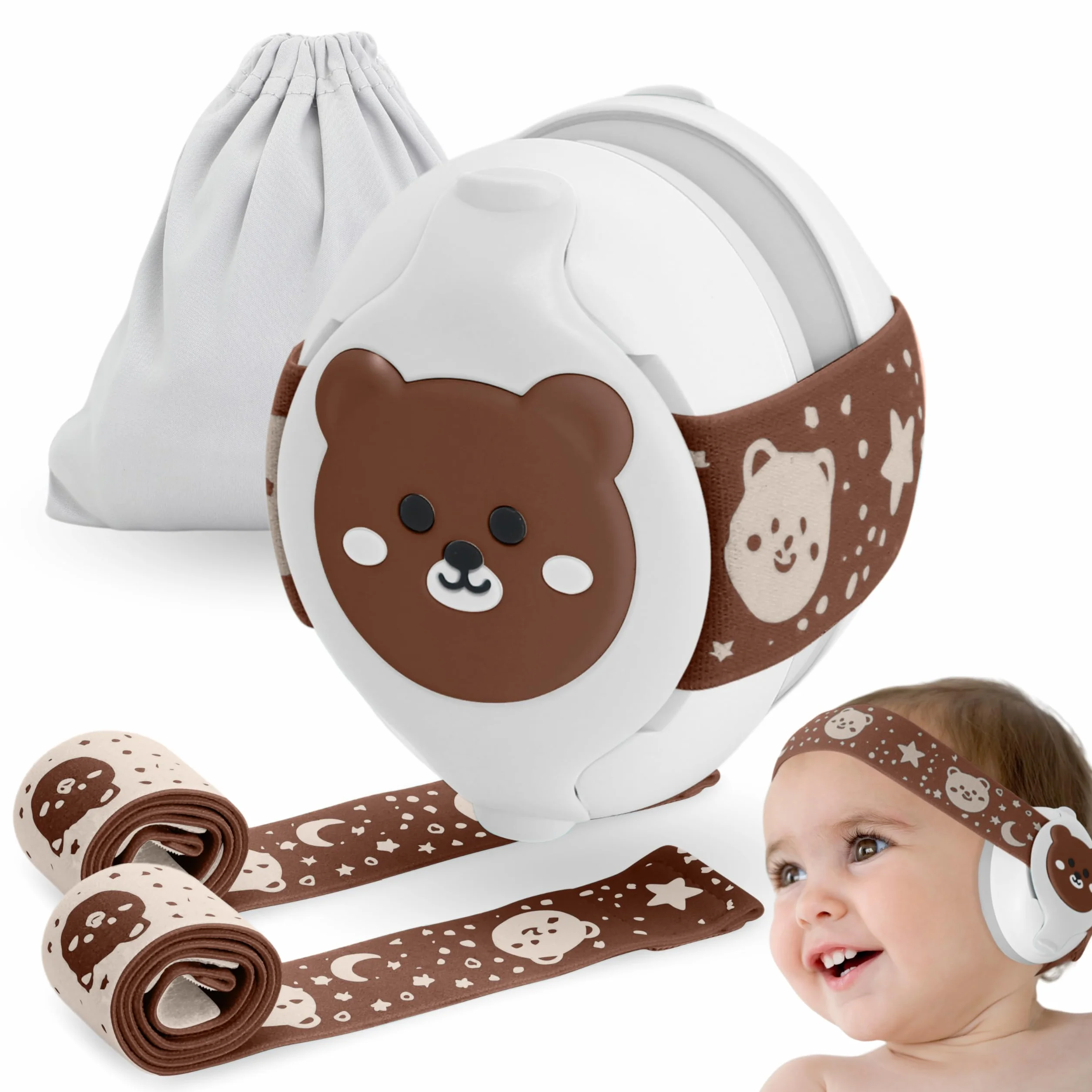 BELLEBEBE - Cuffie Neonato Antirumore - 0-36 Mesi - Ipoallergenico e Senza BPA - Certificato EN352-1, RoHS, CPC - Fascia Regolabile e Borsa da Trasporto