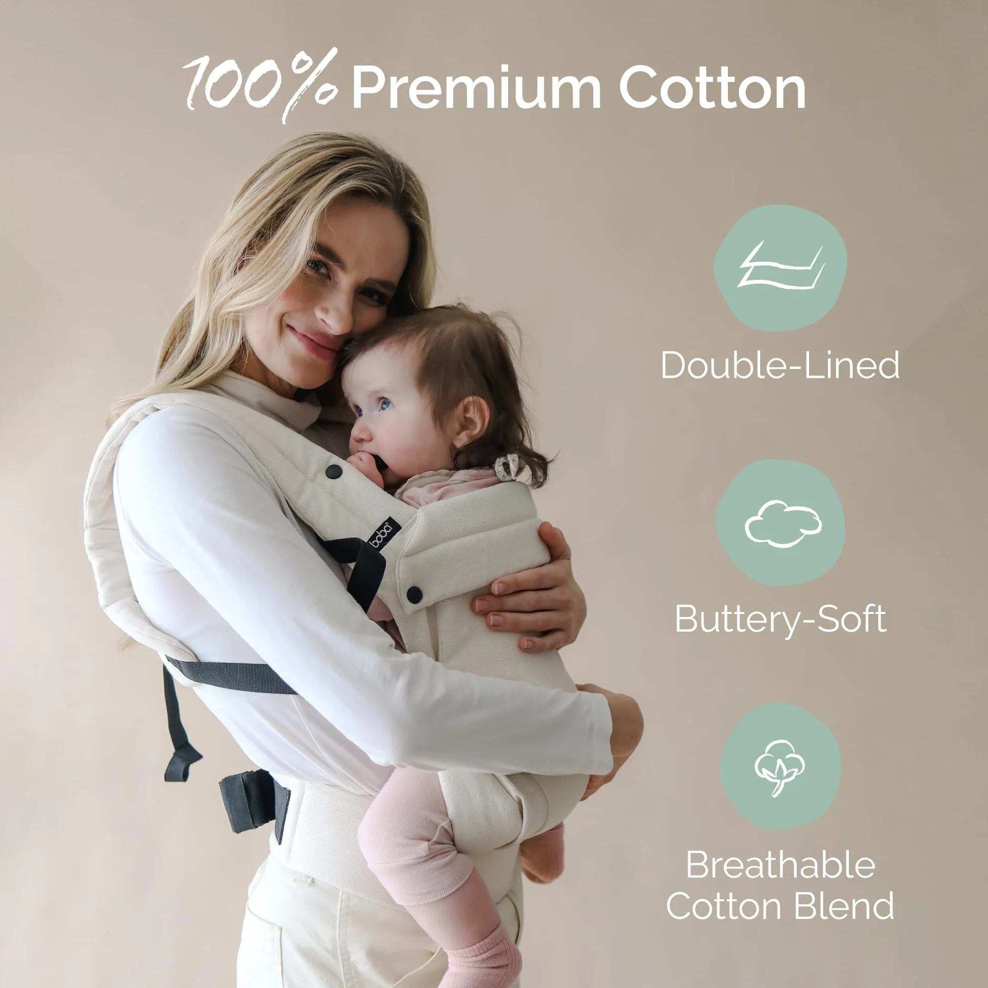 Boba Auri Marsupio Neonato - 100% Cotone Premium, 3 Posizioni Ergonomiche (Fronte Mamma/Fronte Mondo/Schiena), Posizione a "M" con Seduta Regolabile (3,2-20 kg)