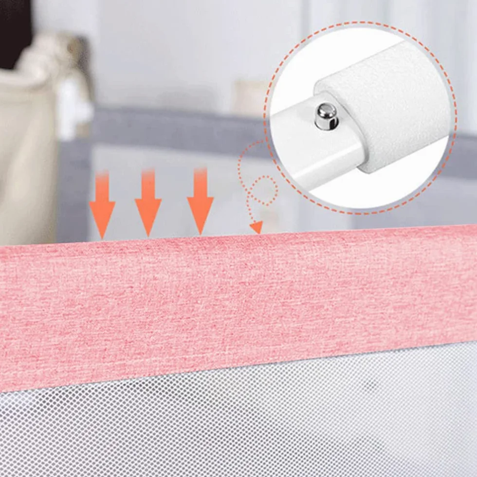 Sponda da Letto 150/180/200 cm (4,9 FT/5,9 FT/6,6 FT), Sponda Letto per Bambini Barriera di Sicurezza Universale Anticaduta con 1 Tasca Barriera Letto da Viaggio (180 cm/5,9 FT, Rosa)