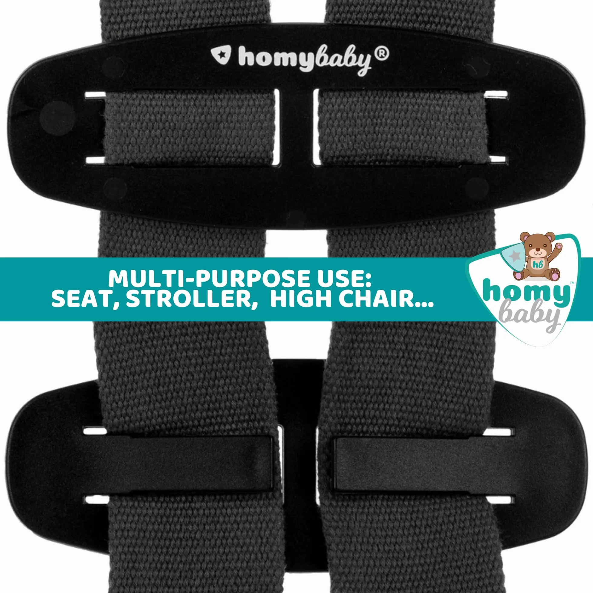 HOMYBABY® Fibbia di Sicurezza per Bambini – Clip Antisfuggimento per Imbracatura – Ferma Bretelle per Seggiolone e Passeggino – Impedisce al Bambino di Sfilarsi