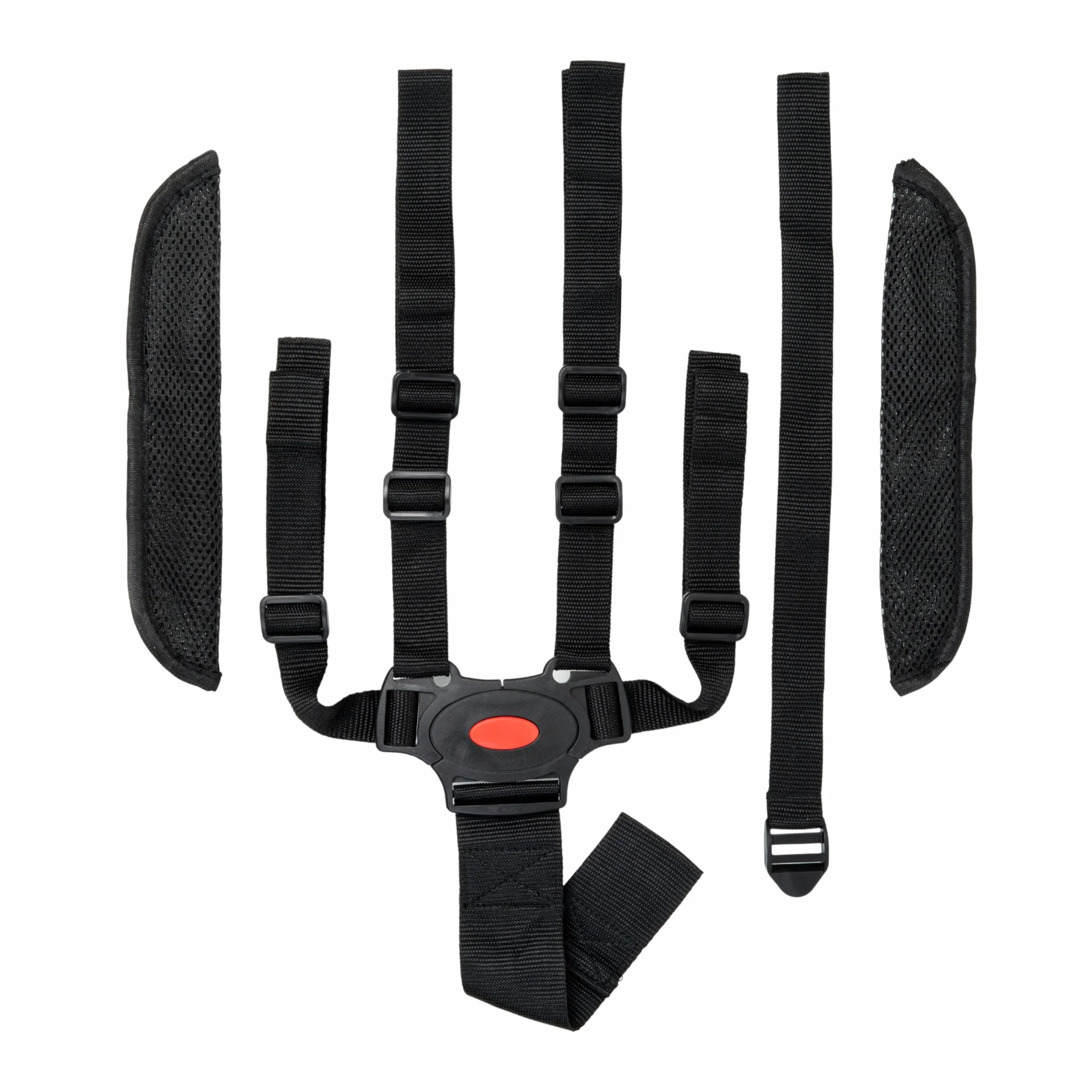 Sistema Cinture a 5 Punti con spallacci per infilare – Accessori Passeggino, Carrozzina, Seggiolone – Cintura di Sicurezza Bambino, Imbracatura Facile da Collegare, con Fibbie a Barra per Anelli Fissi