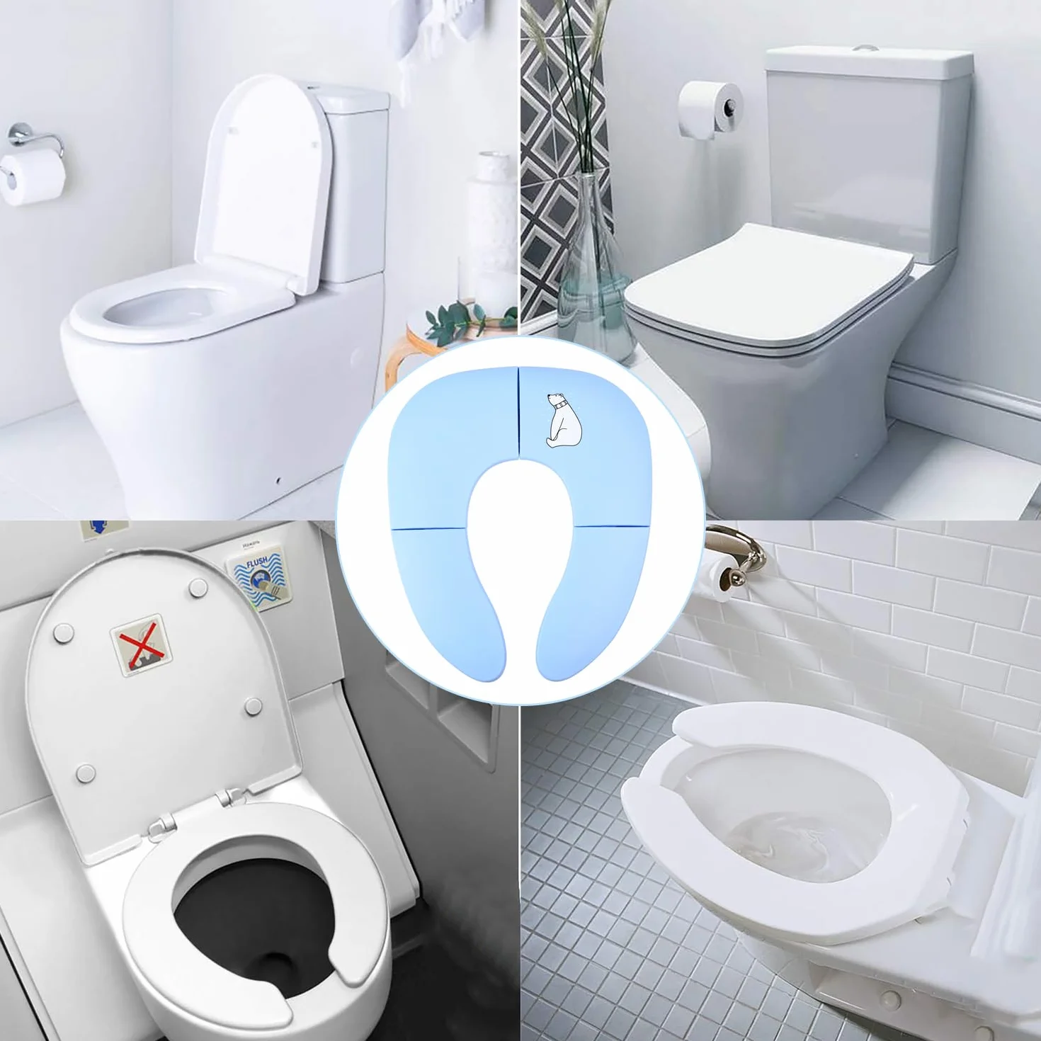 Riduttore Water Bambini Pieghevole, Riduttore Water WC da Viaggio per Bambini, Sedile WC Pieghevole per Bambini, Vasino Portatile da Viaggio, Riduttore Toilette Sedile Bambini