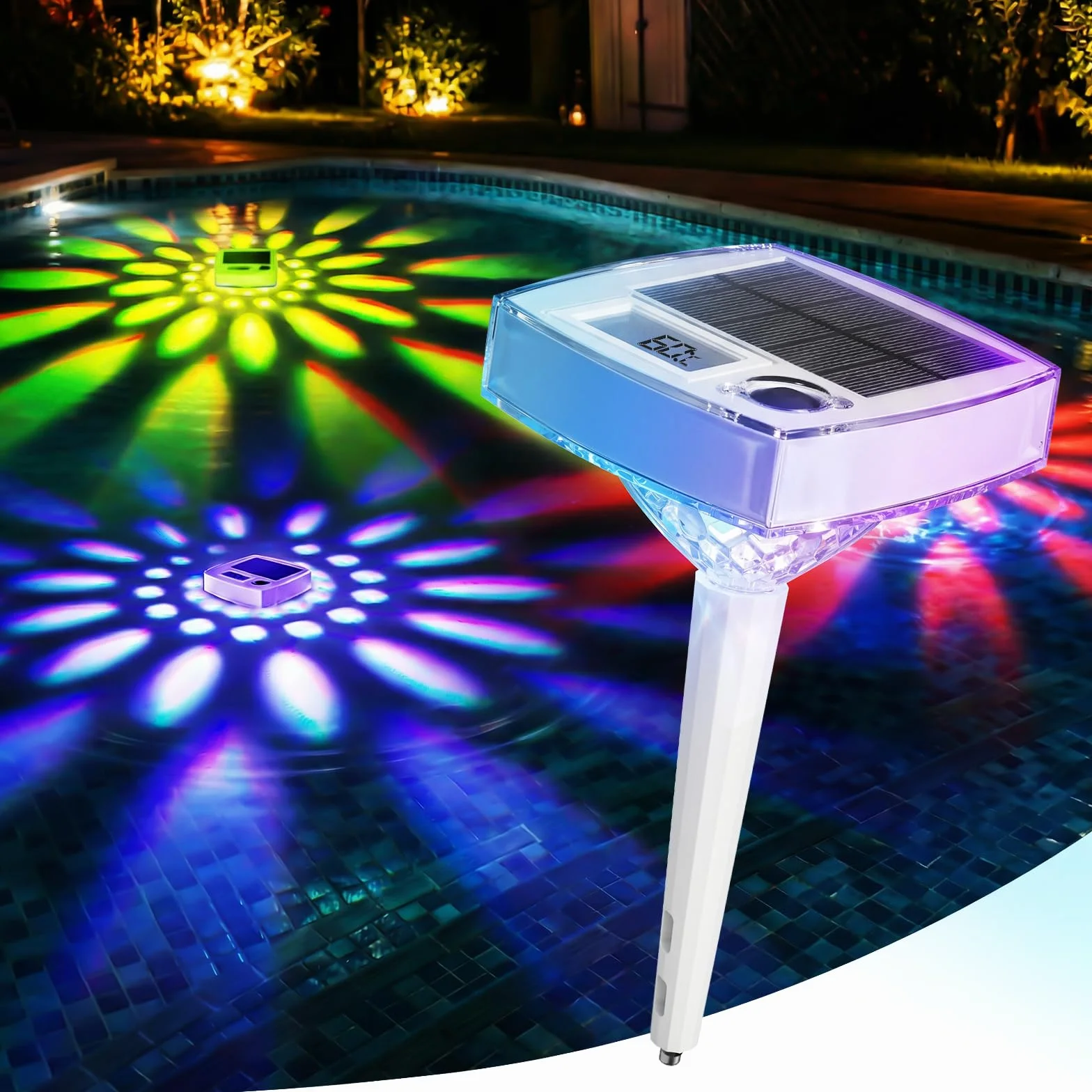Termometro per Piscina Solare senza Batterie – Galleggiante Digitale con Grande LCD e Luci LED RGB, Impermeabile IP68, Misuratore di Temperatura per Jacuzzi, Spa e Piscina