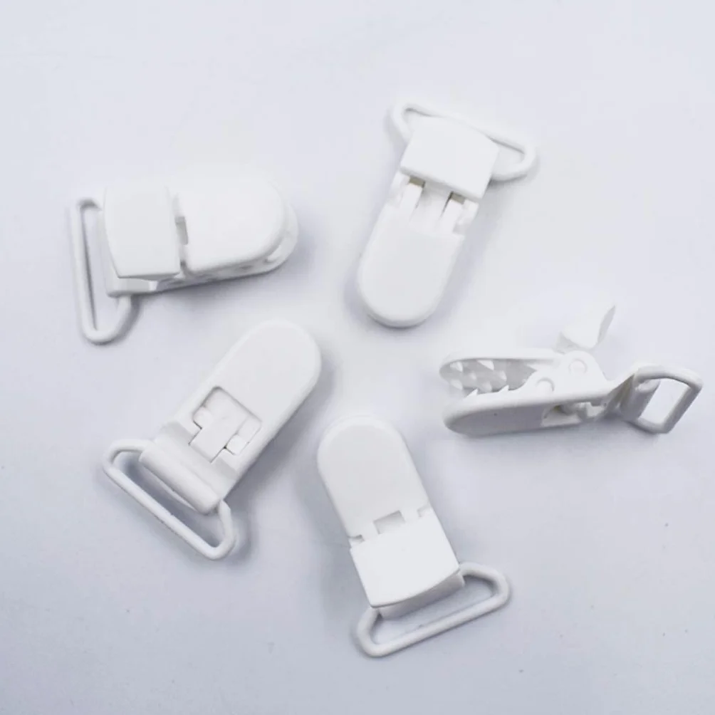 10 pezzi riutilizzabili in plastica distintivi clip per bambini manichini ciucci clip per giocattoli per bambini artigianato bianco design utile
