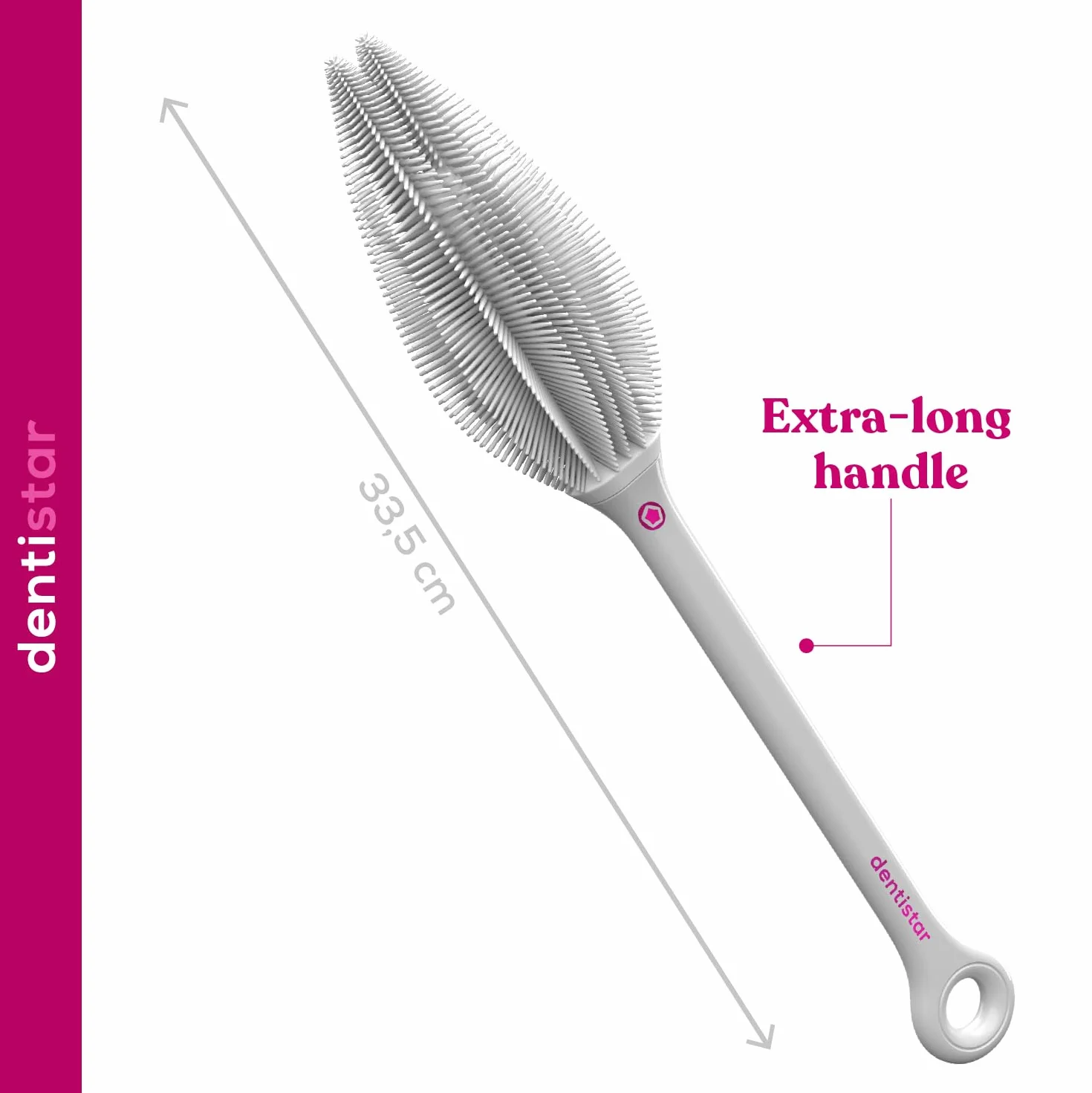 dentistar Spazzola Lunga per bottiglie in silicone – Spazzola per bottiglie per bottiglie, tazze e bicchieri, detergente per bottiglie flessibile con setole morbide in silicone – Senza BPA – Grigio