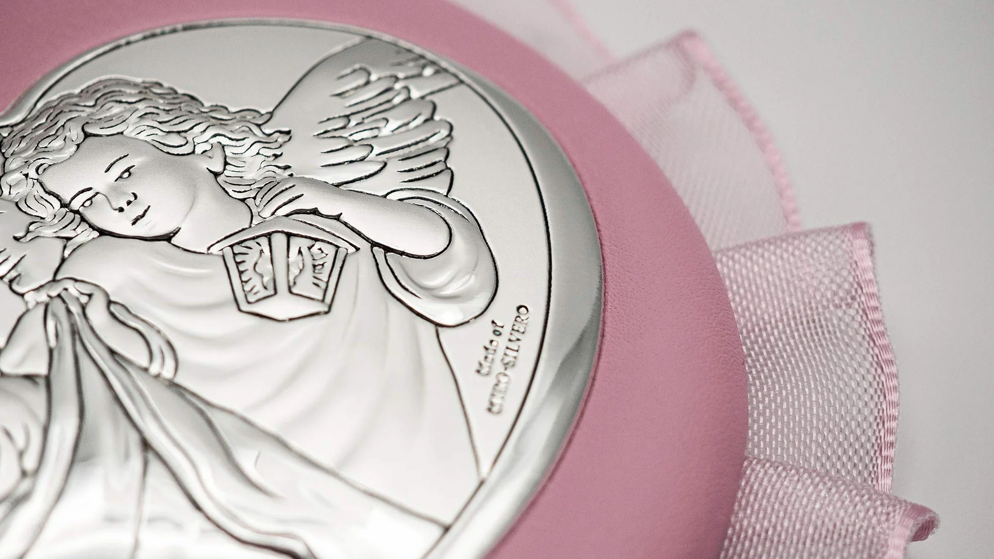 VALENTI & CO. Medaglione Musicale Capoculla Con Angeli In Argento Perfetto Come Idea Regalo Nascita O Regalo Battesimo Da Appendere Alla Culla, Al Passeggino O In Cameretta Del Neonato, Rosa, One size