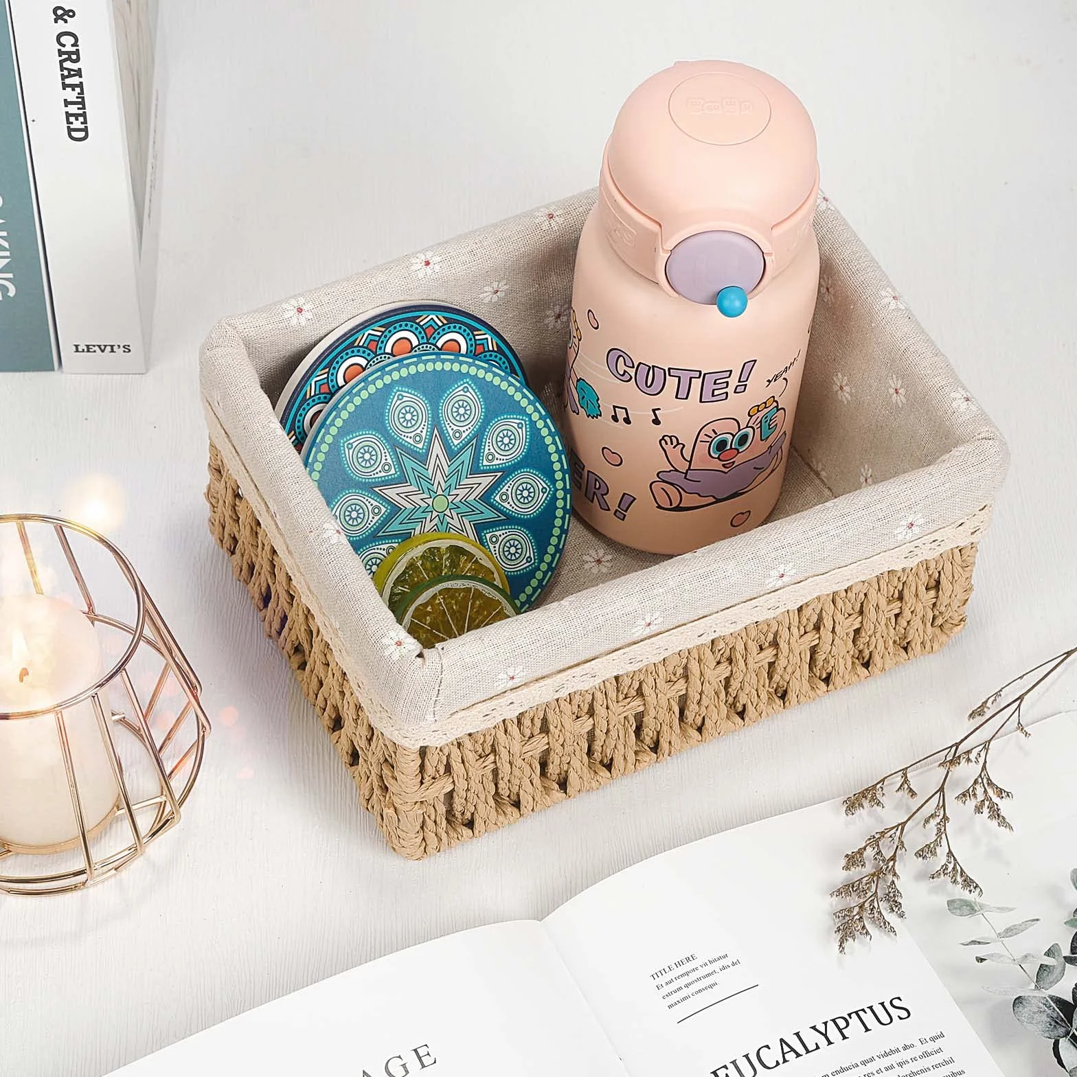 Sosayet Cestino Portaoggetti e Porta Giocattoli - Set di 3 Organizer Intrecciati per Bagno, Fasciatoio e Camerette - Piccoli Contenitori in Tessuto Riciclabile