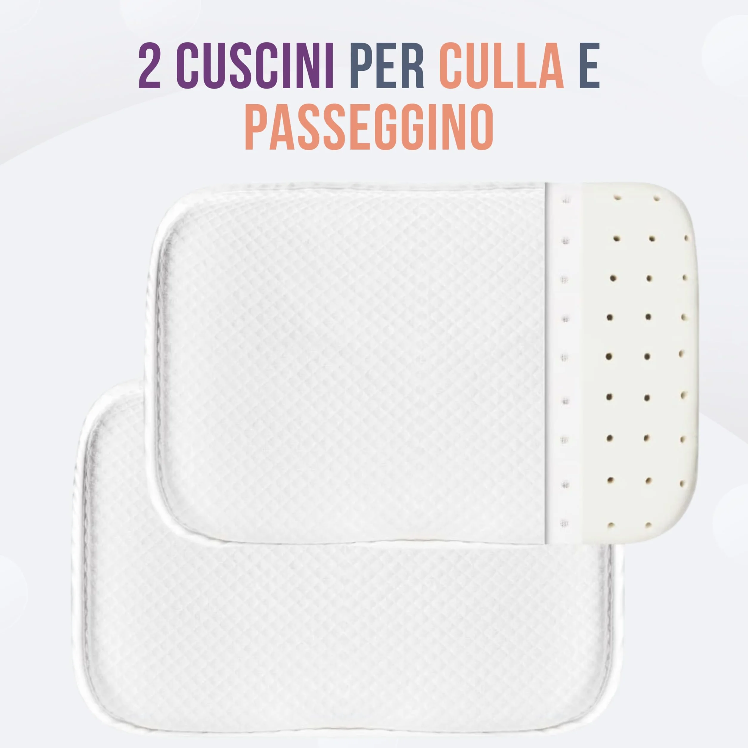 GOYSILA Set 2 Cuscini Neonato Antisoffoco Memory Foam Per Passeggino Carrozzina Compatibile Chicco Next2Me Inglesina Foppapedretti Traspirante Con Federa 100% Cotone Lavabile Antiacaro Morbido