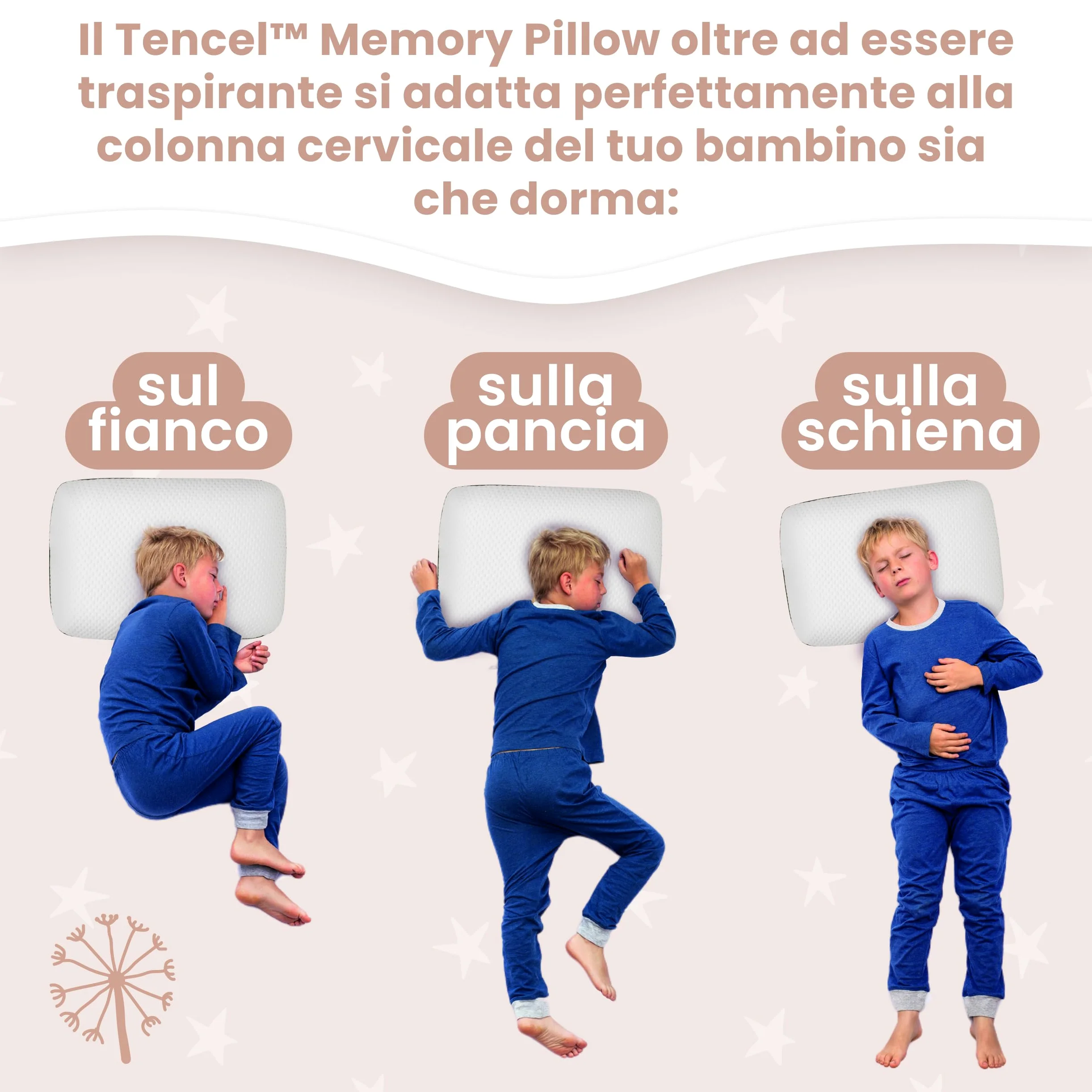 MIMUSELINA Cuscino Memory Foam Bambini 50x30x5 cm | Cuscino Antisoffoco in Schiuma Viscoelastica Traspirabile | Cuscini letto e Culla Ipoallergenici | Federa Tencel Sfoderabile e Lavabile