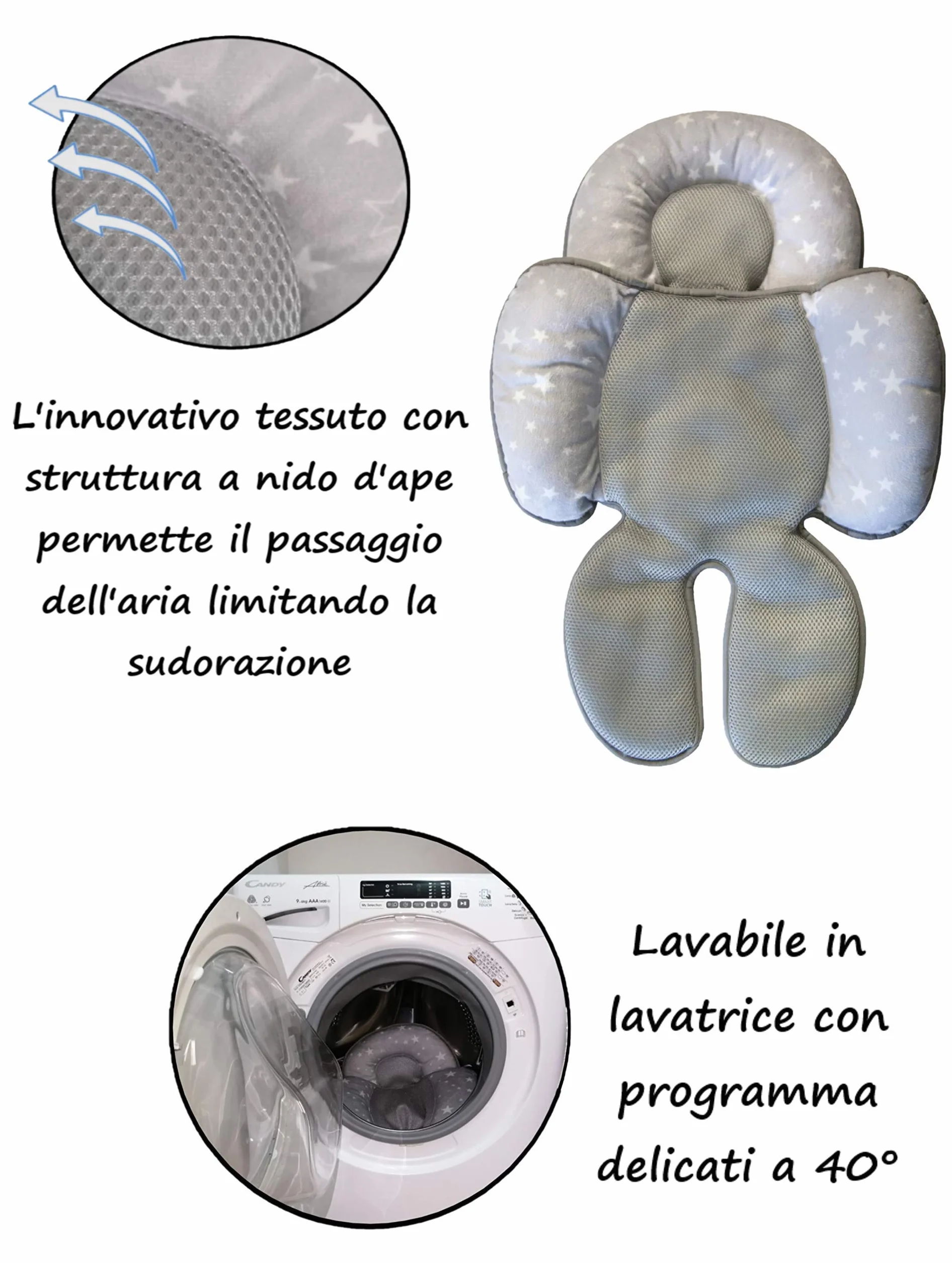 Riduttore Passeggino Universale per Ovetto Neonato Seggiolone Imbottito Traspirante Antisudore e Leggero Incluso Set Ganci Passeggino Universali Non uso auto
