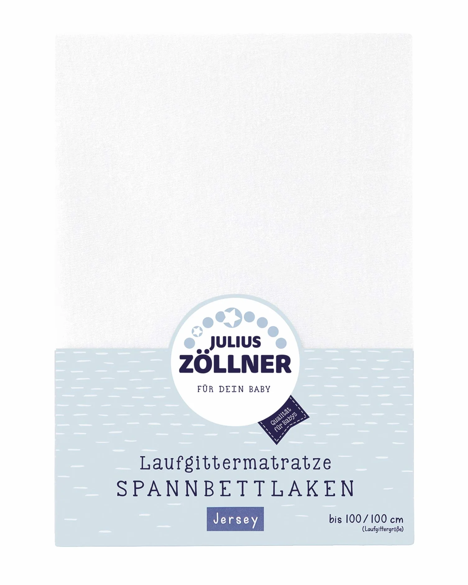 'Julius Zöllner 8390347100 panno con angoli in Jersey, adatto per box materassi 68 X 90 fino a 100 x 100 cm, Bianco, Bianco