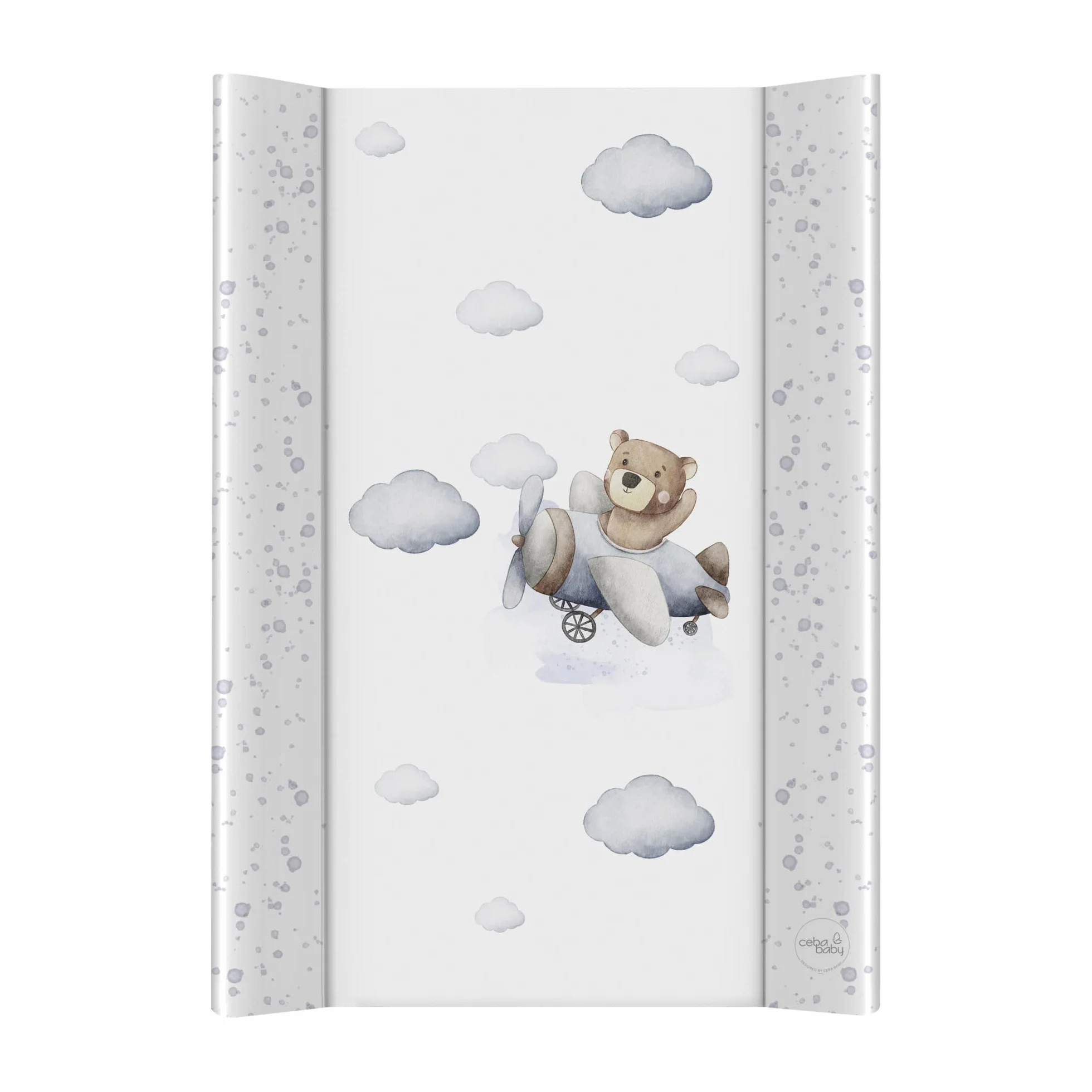 Ceba Baby® Fasciatoio Materassino per lettino - Fasciatoio neonato rigido - 70x50 cm - 2 Cunei - Cuscino Fasciatoio Lavabile per bambine e bambini - certificato Öko-Tex - Orso Pilota
