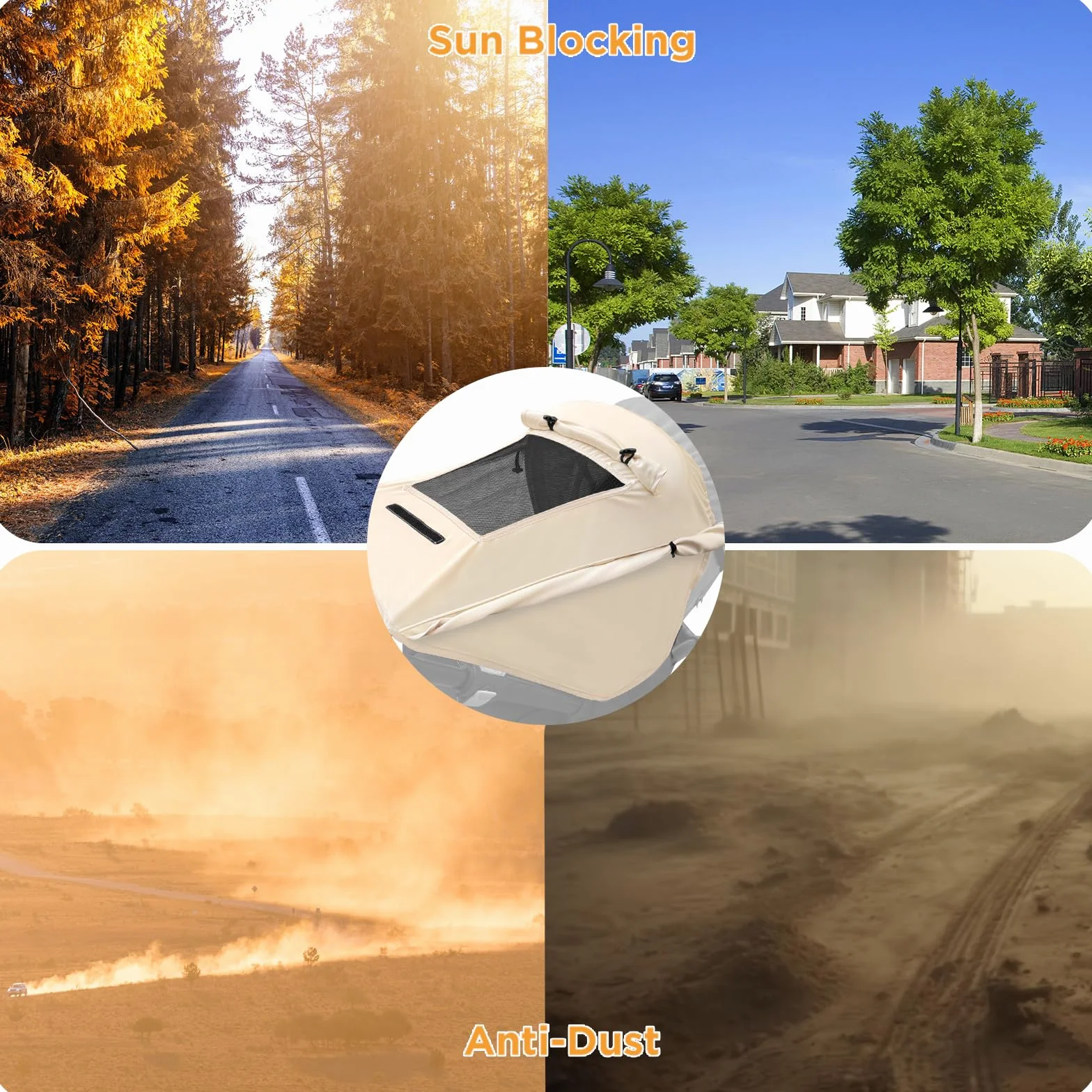 WD&CD Parasole per Passeggino, Telo Parasole per Carrozzina e Passeggino Ombrellini Parasole Universale Regolabile UV Protezione Solare Parasole Passeggino - Beige
