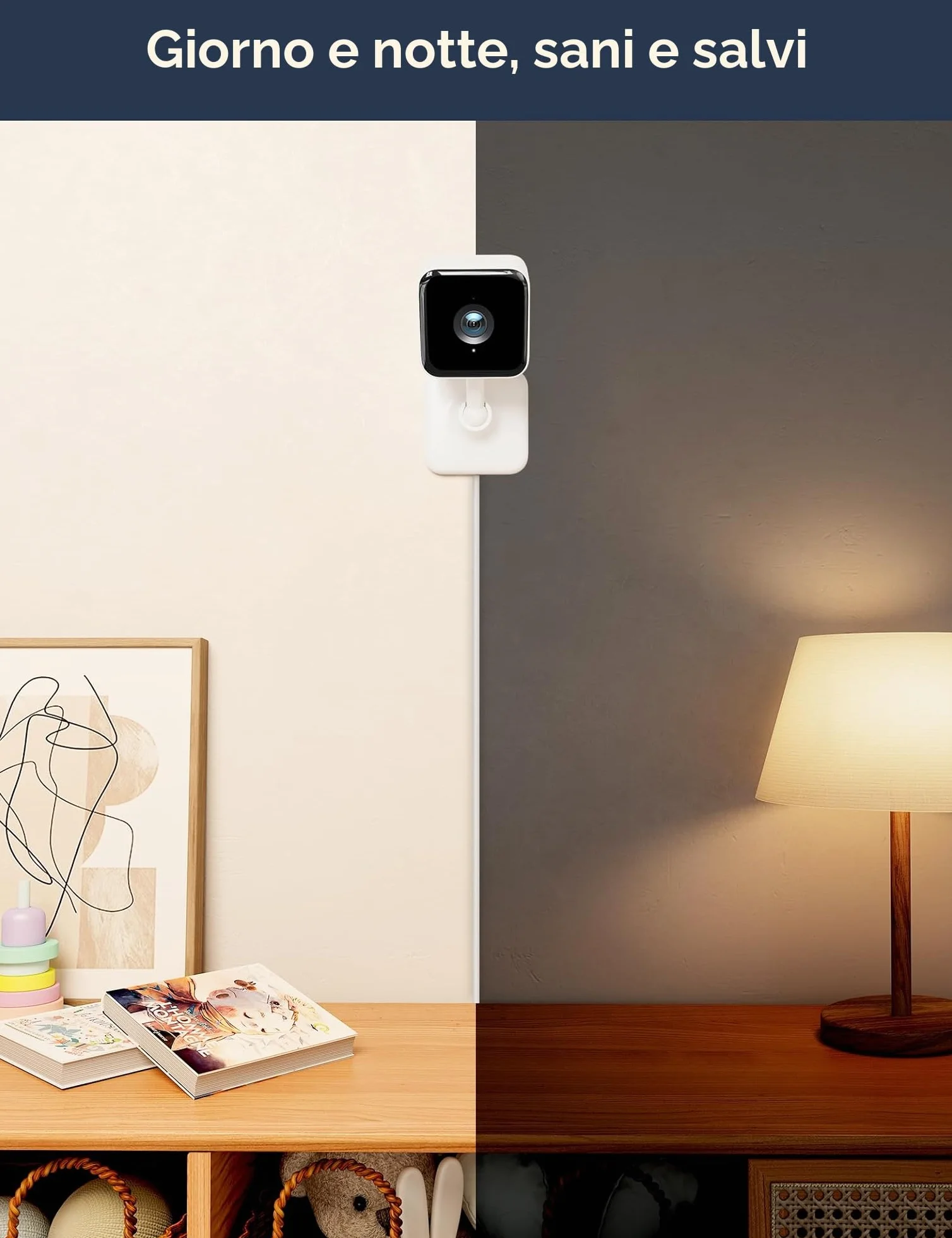 GNCC Baby Monitor Video e Audio, 1080P Telecamera Wi-Fi Bambini e Neonato con APP, Rilevamento del movimento sonor, Audio bidirezionale, Visione notturna a infrarossi, Compatibile con Alexa, GC2