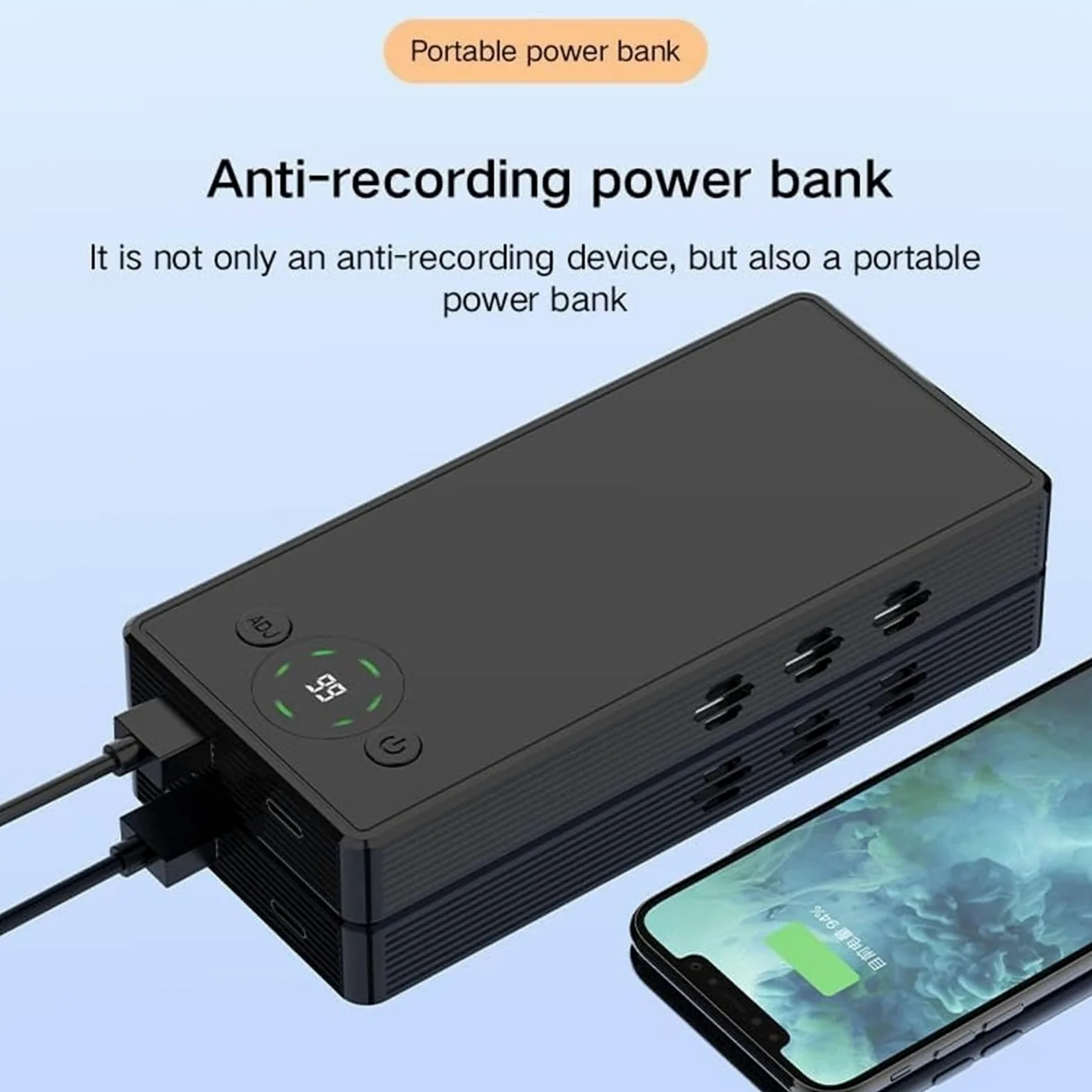 Blocco Audio Con Telecomando Portata 50 M | Dispositivo anti-registrazione con jammer di segnale portatile ad alta capacità for riunioni di lavoro