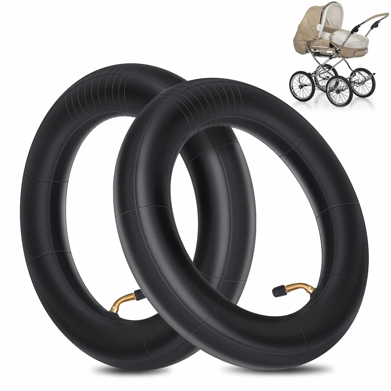 12 pollici Passeggino Tubo con valvola angolare 45°, 2 pezzi 12 X 2 1/8 tubo flessibile per passeggino, bicicletta, scooter, triciciclo