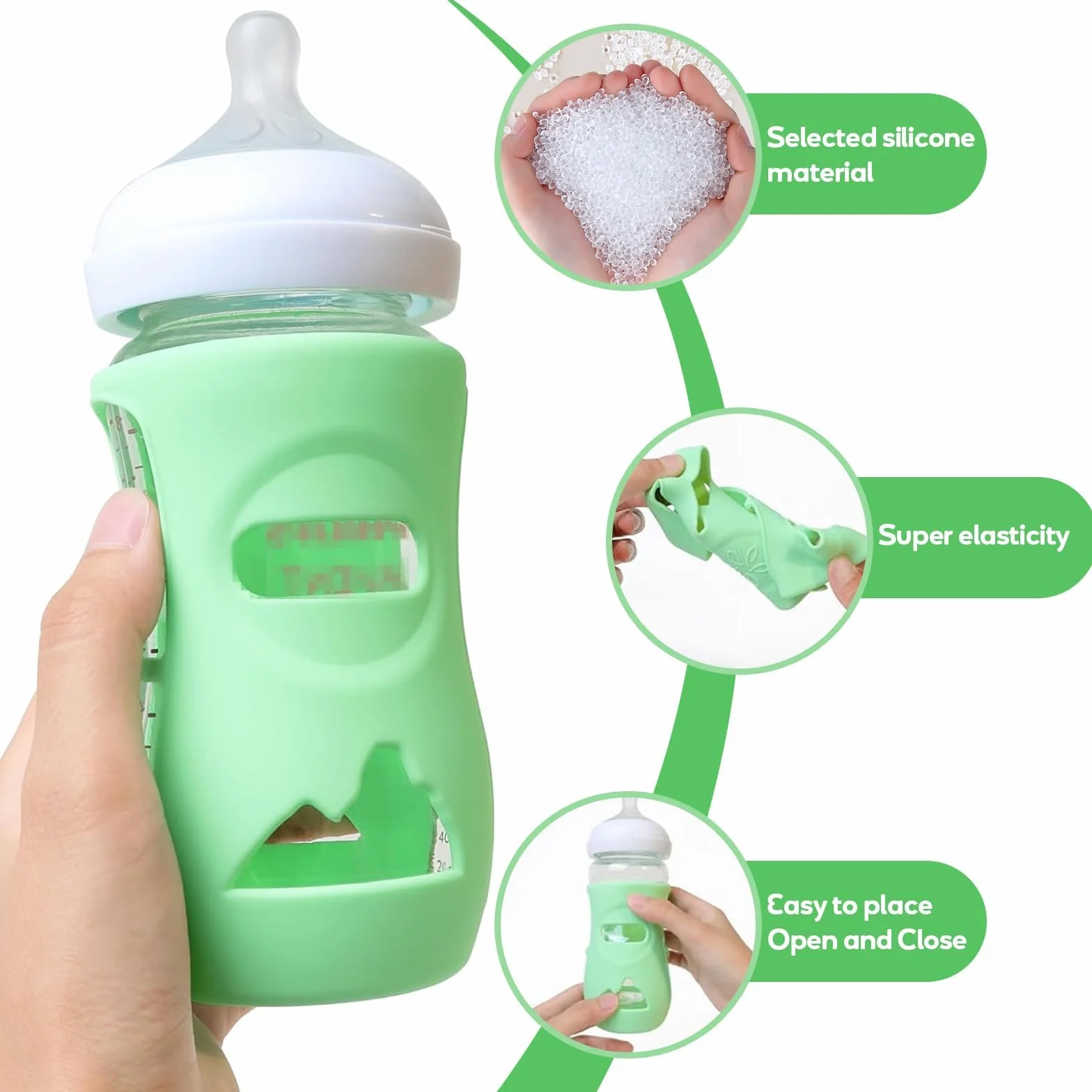 Avent Biberon in Vetro Naturale con Coperchio in Silicone Portabiberon Infrangibile Compatibile con Biberon in Vetro Naturale da 8 Once, Senza BPA, Confezione da 3