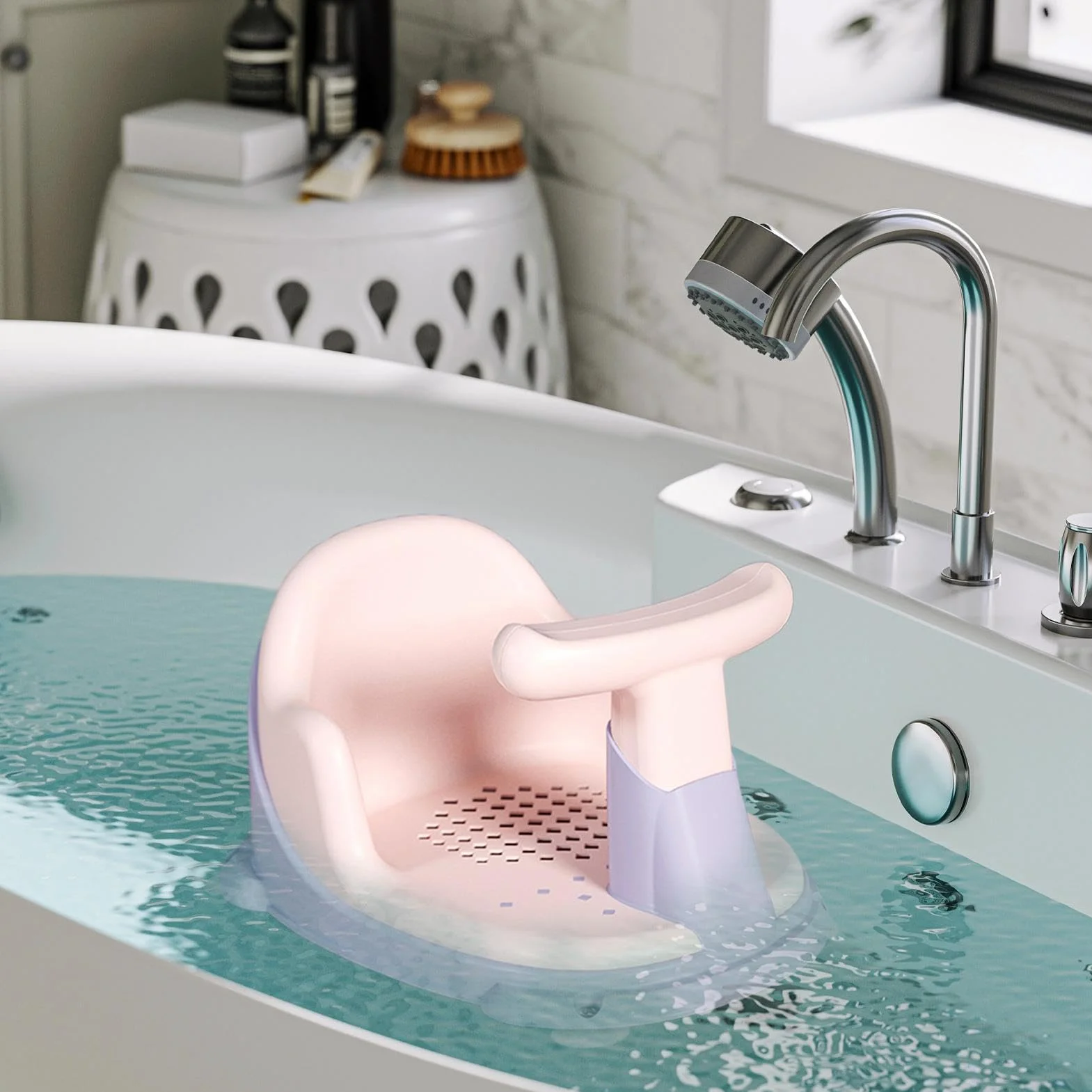 Sedile Per Doccia Con Ventose - Seggiolone Vasca Da Bagno 6 A 18, Supporto Il Dei Bambini | Ausilio Sit-Up Antiscivolo Vasche Schienale Alto Sicuro L'igiene Del Gioco Infantile