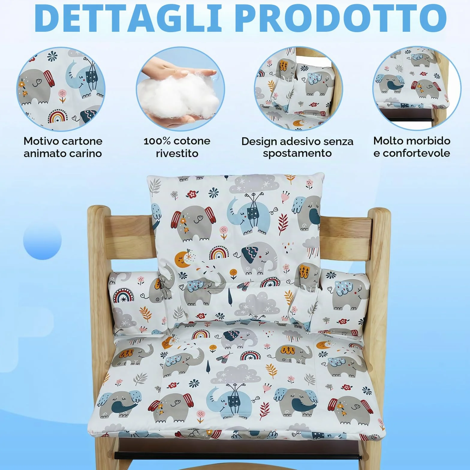 Cuscino per Seggiolone per Bambini per Stokke Tripp Trapp, Set di 2 Cuscini Impermeabili per Seggiolone, Cuscino Seduta Morbido Rimovibile per Neonati, Facile da Pulire, Facile da Fissare