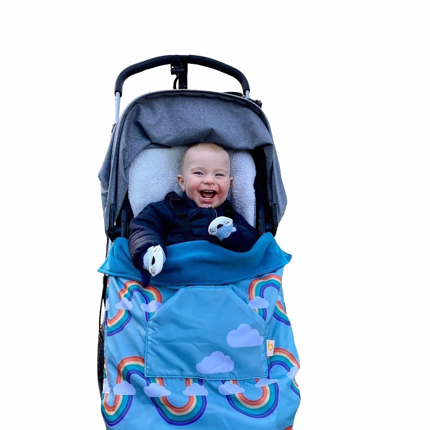 BundleBean - Sacco coprigambe impermeabile multiuso (arcobaleno) – utilizzabile come passeggino, marsupio, coprisedile per auto, si apre come tappetino da gioco, misura universale e si estende per