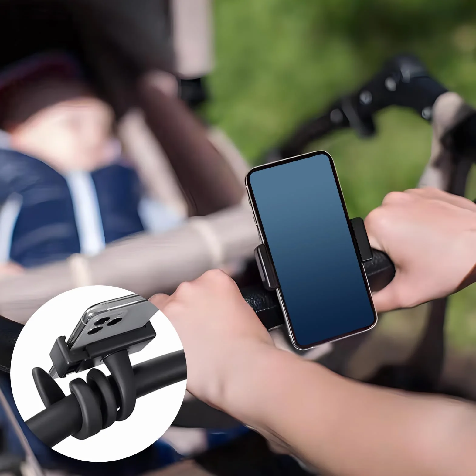 Supporto per Telefono Passeggino, Supporto Cellulare per Passeggino, Accessori per Passeggino con Braccio Flessibile, Ideale per l'Uso a Mani Libere