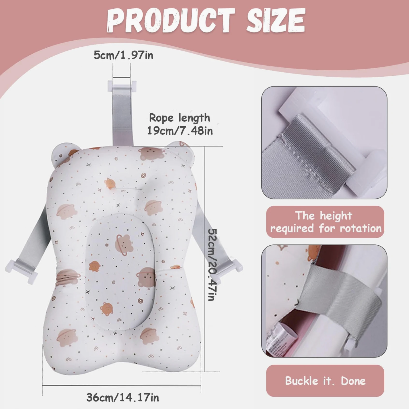 Supporto per bagnetto per bambini Morbido e confortevole Cuscino per vasca da bagno per bambini Antiscivolo Regolabile Vasca da bagno per neonati Cuscino facile da pulire per neonati Forniture p