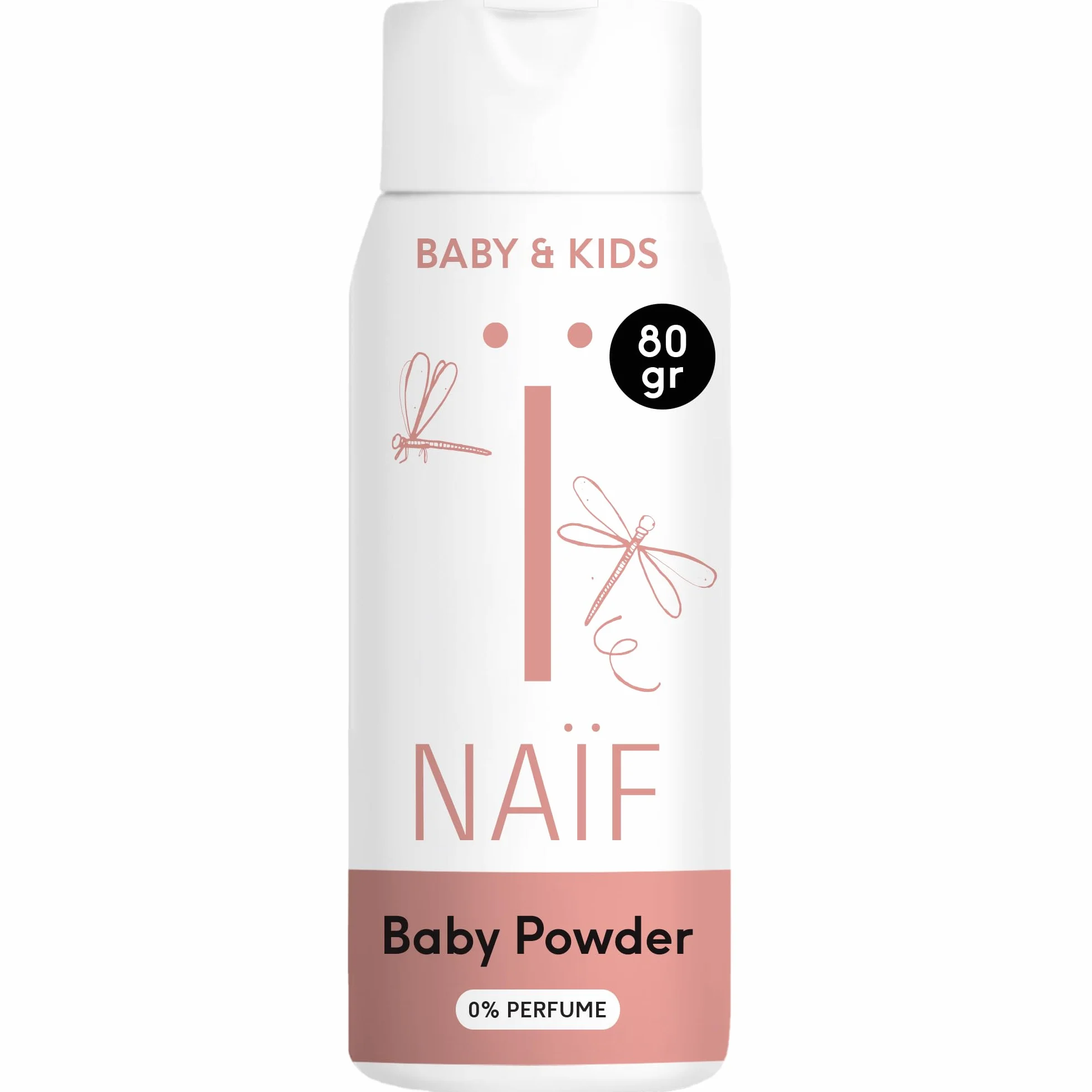 Naïf - Talco per bambini - 100% naturale a base di riso - Adatto ai neonati - 0% profumo - Dermatologicamente testato - Di origine naturale-80 g