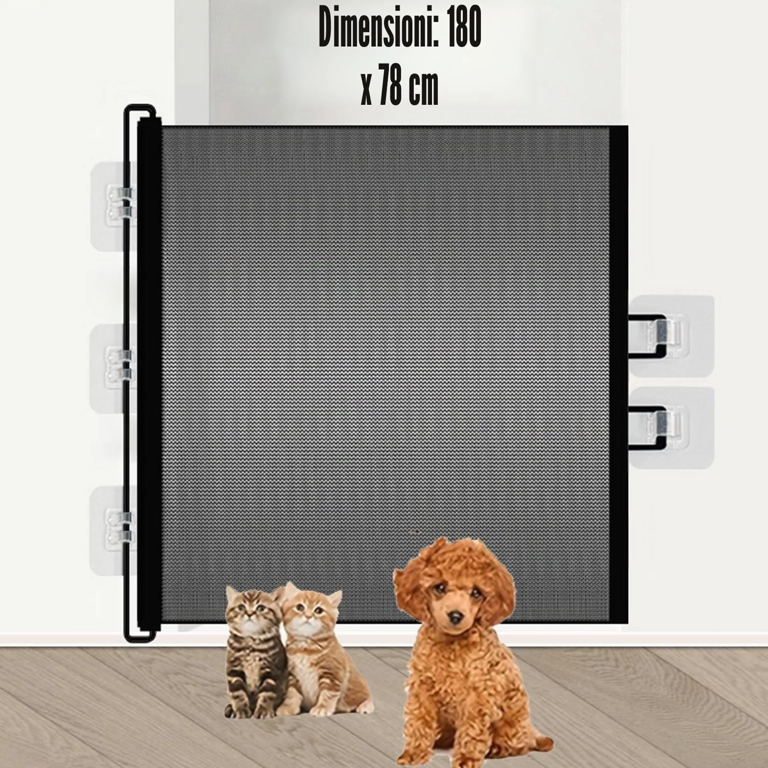 Cancelletto Sicurezza Estensibile per Bambini e Cani, Cancelletto per Bambini Estensibile, 0-180 cm Cancello per Cani Barriera di Sicurezza Regolabile, Cancello di Sicurezza Retrattile, Baby Gate Mesh