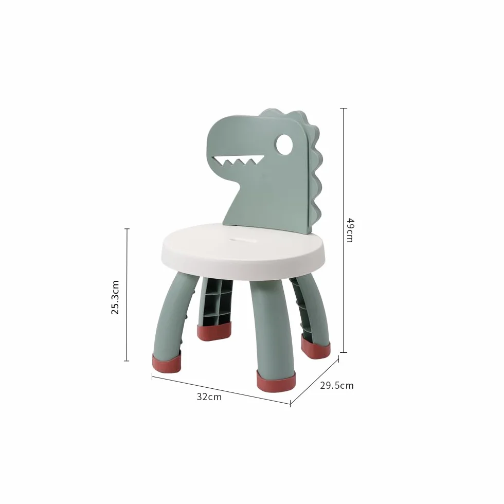 Balama Sedia per bambini, Seggiola Bambini, Seggiolina Bambini, in plastica, dinosauro, verde, altezza seduta 25,3 cm, per interni ed esterni, senza BPA, durevole e leggera