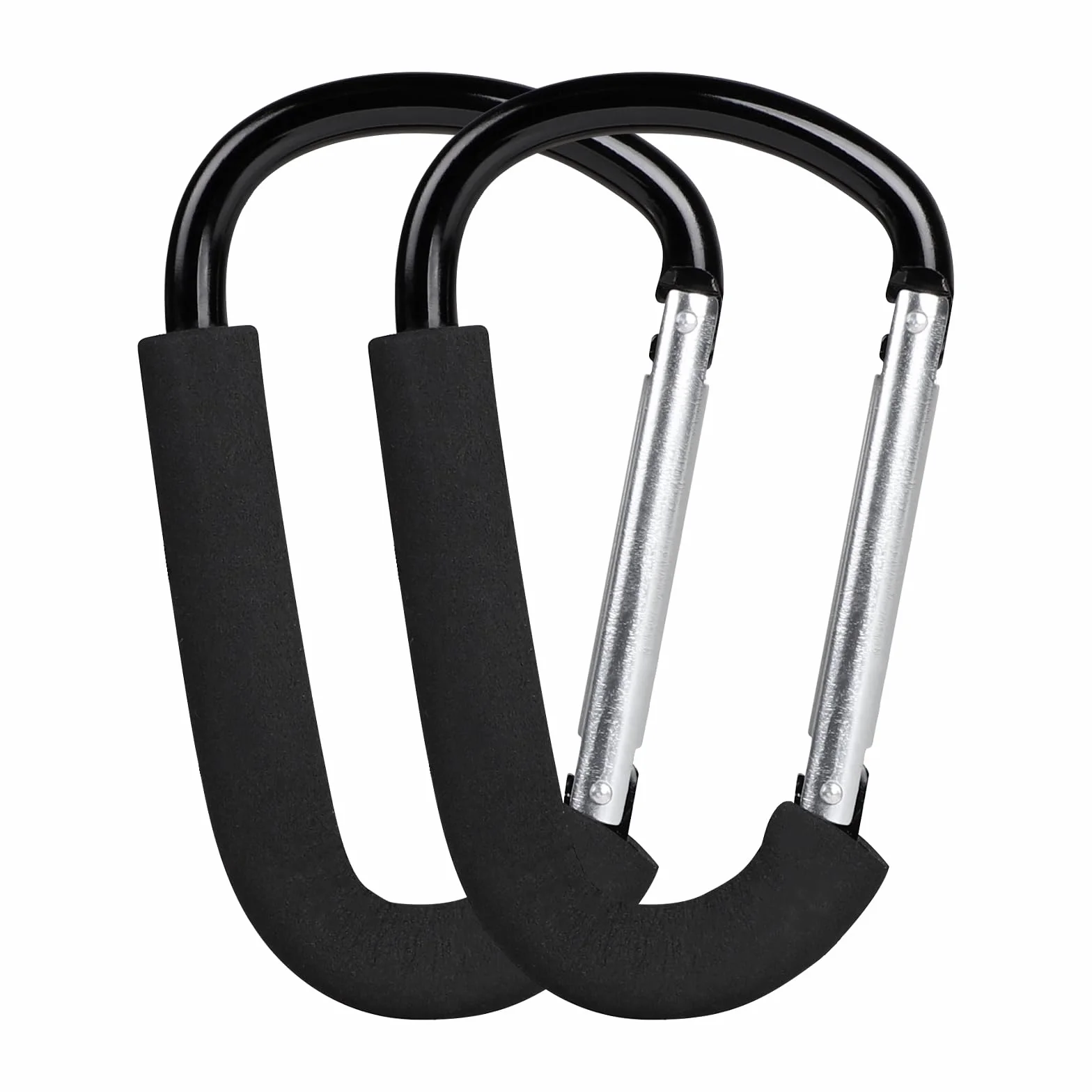 LALAGO 2 Pezzi Gancio Universale Passeggino, 16x10cm Moschettone a Gancio Multiuso, Aggancio per Borse con Imbottitura di Protezione, Ganci Passeggino, Clip Hook Stroller Organizer