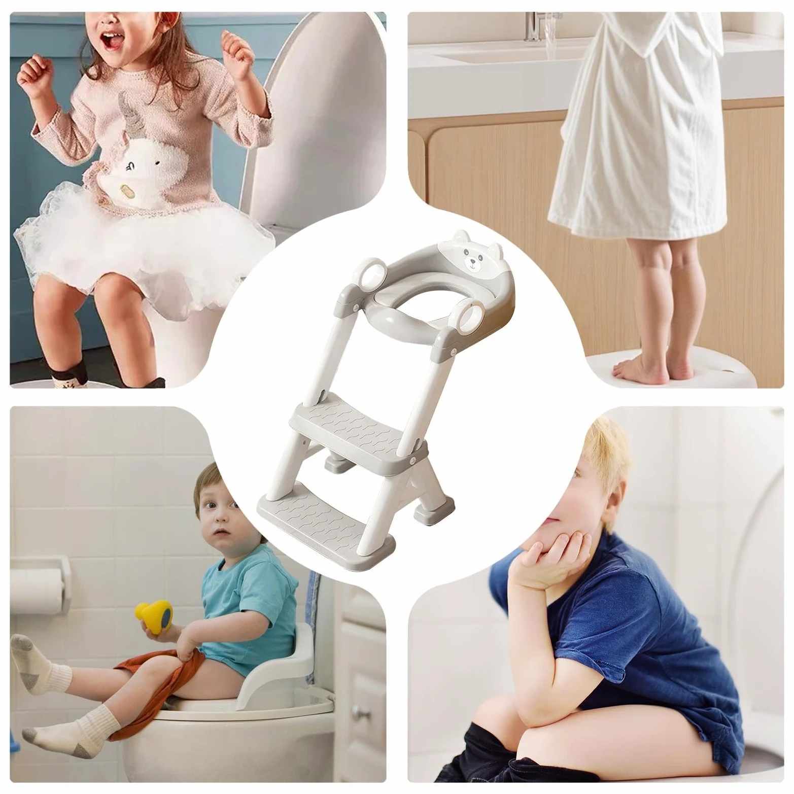 Scaletta WC per bambini aggiornata WC per bambini e ragazze, sedile WC 2 in 1 con scale, WC aggiornato per bambini e ragazze, sedile WC 2 in 1 con scale,