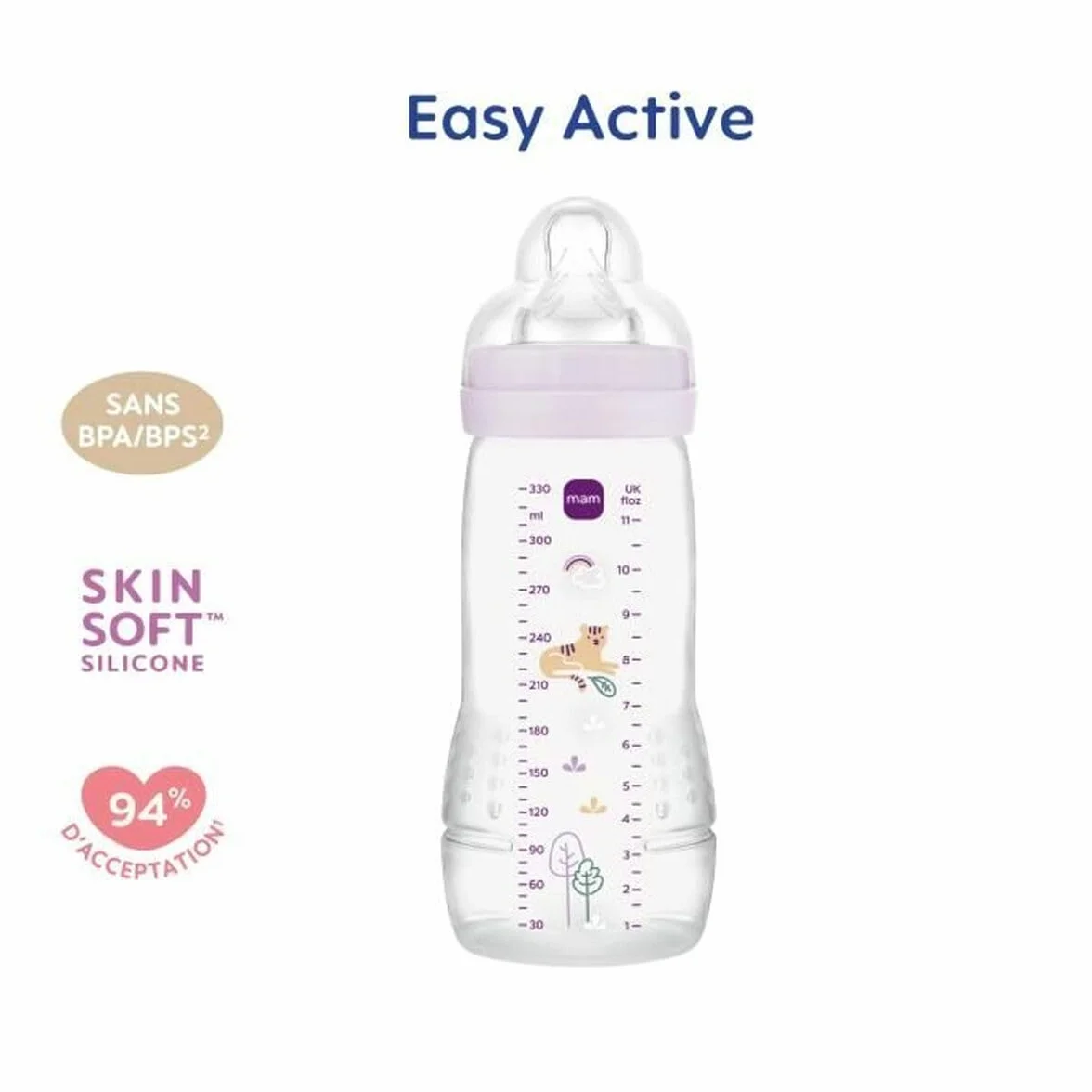 MAM Biberon Easy Active 330 ml, Lilla