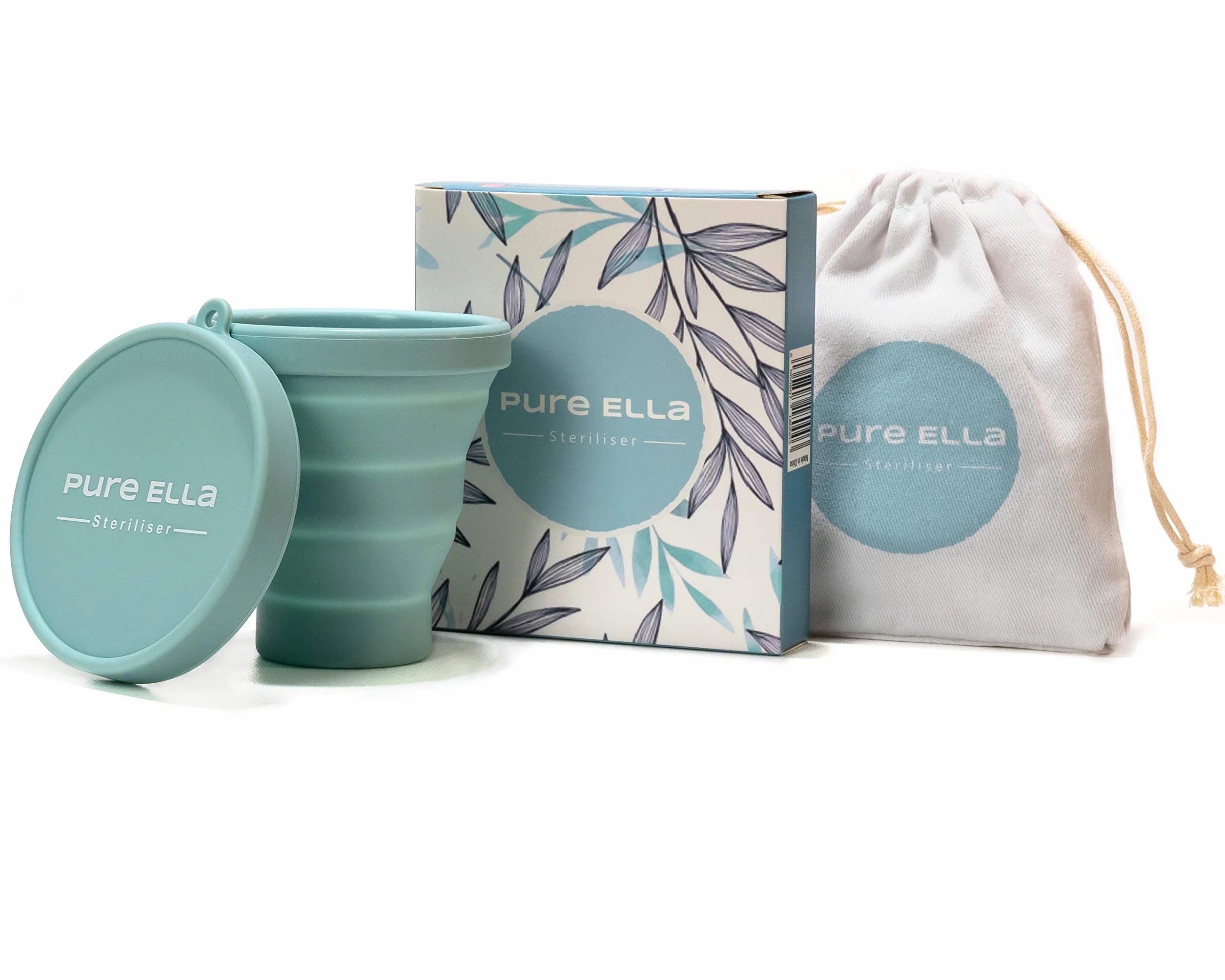 Pure Ella - Sterilizzatore per coppetta mestruale, adatto al microonde, pieghevole e senza BPA, detergente per tazze in silicone, ecologico e igienico femminile
