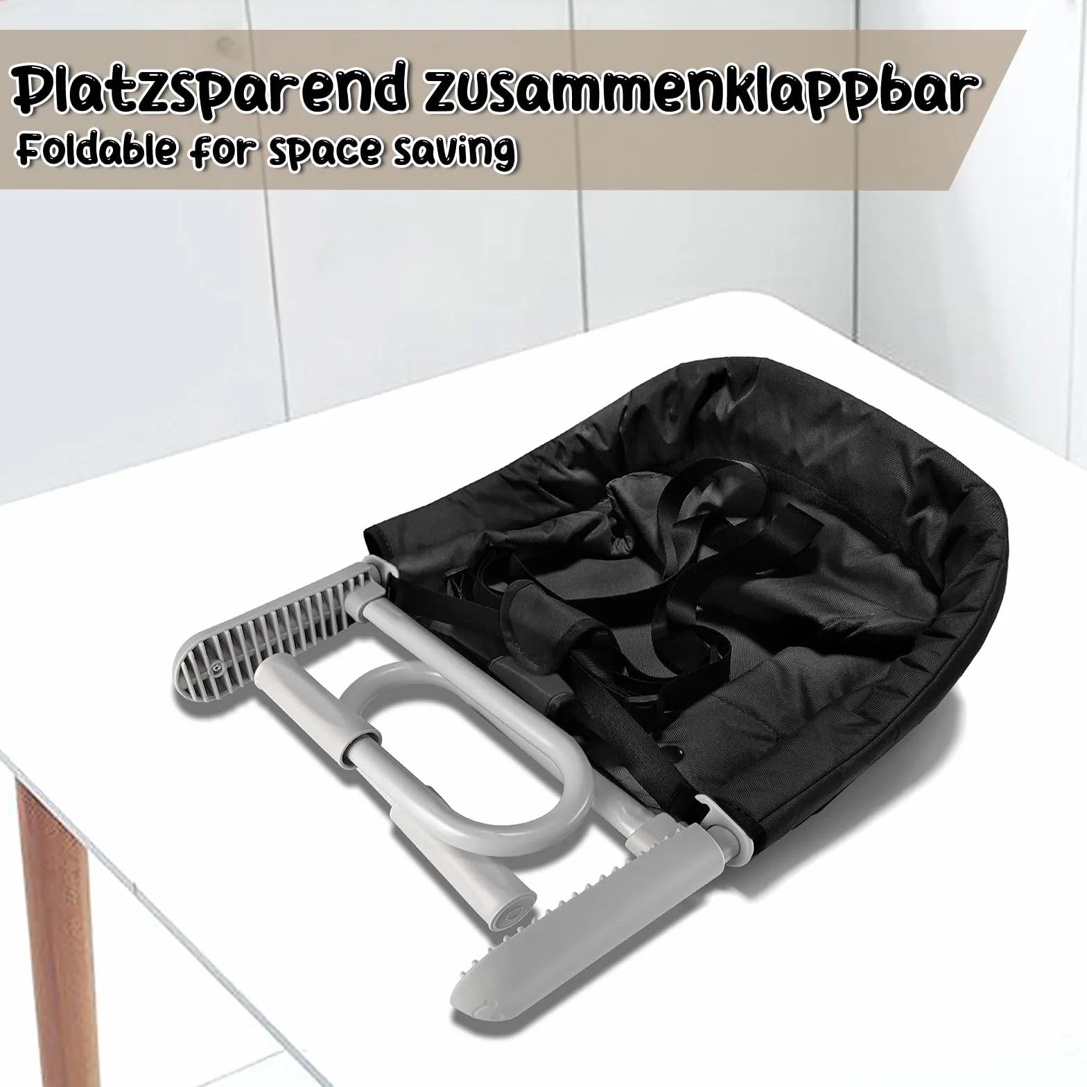 ACXIN Seggiolino da tavolo, seggiolone con borsa per il trasporto, seggiolone di alta qualità, per ristoranti, viaggi e co, portata fino a 15 kg (nero)