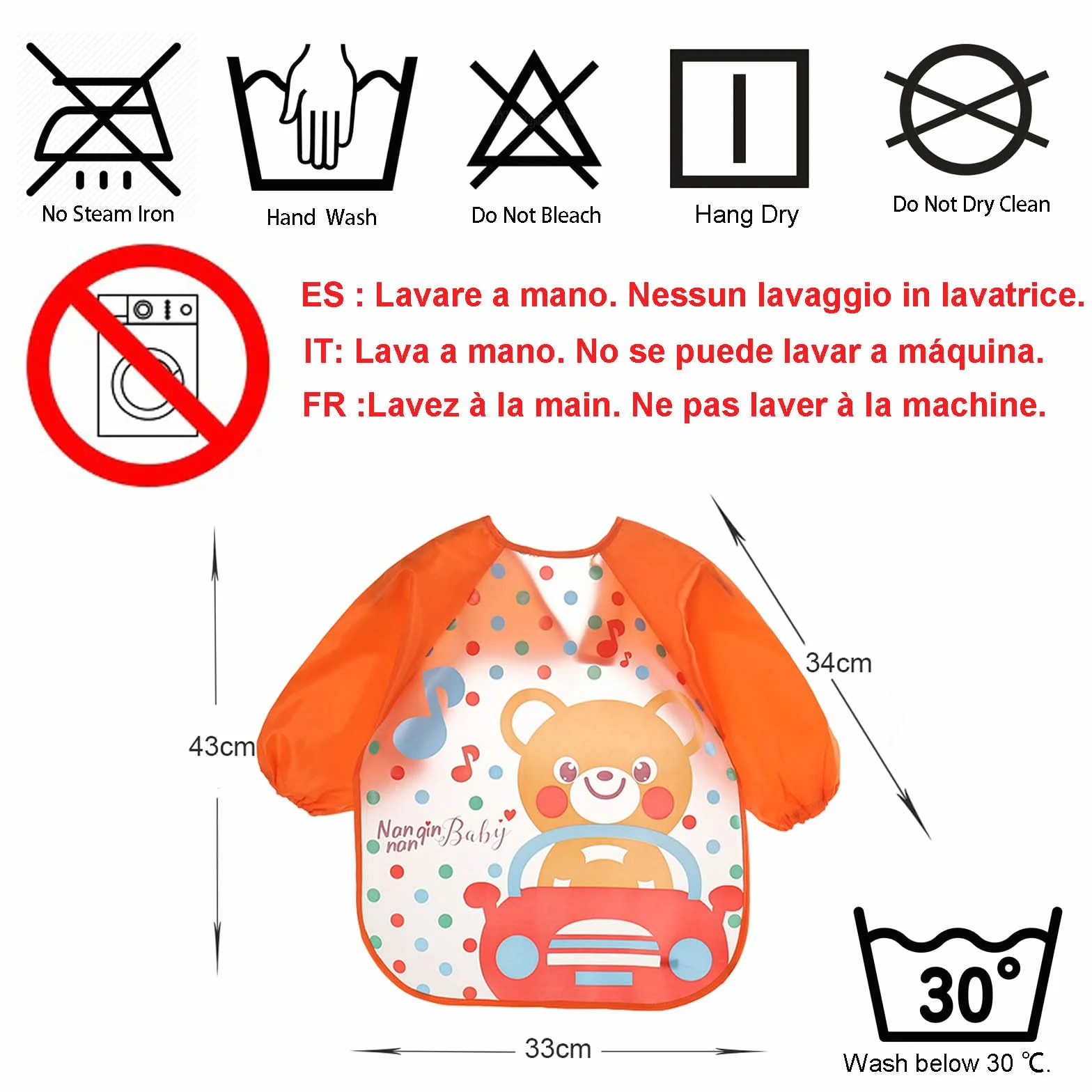 SLOSH Bavaglino Manica Impermeabile Lunghe Set di 5 Bavaglino Bambini Grembiule per Alimentazione Gioco Pittura Piccoli 6-36 Mesi