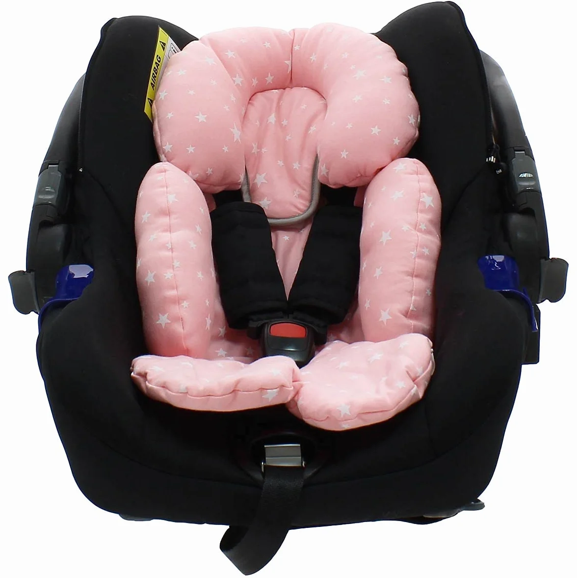 BEYBI® Riduttore bambino maglia cotone universale per navicella, seggiolino auto gruppo 0, passeggino e culla (rosa stellina bianca)