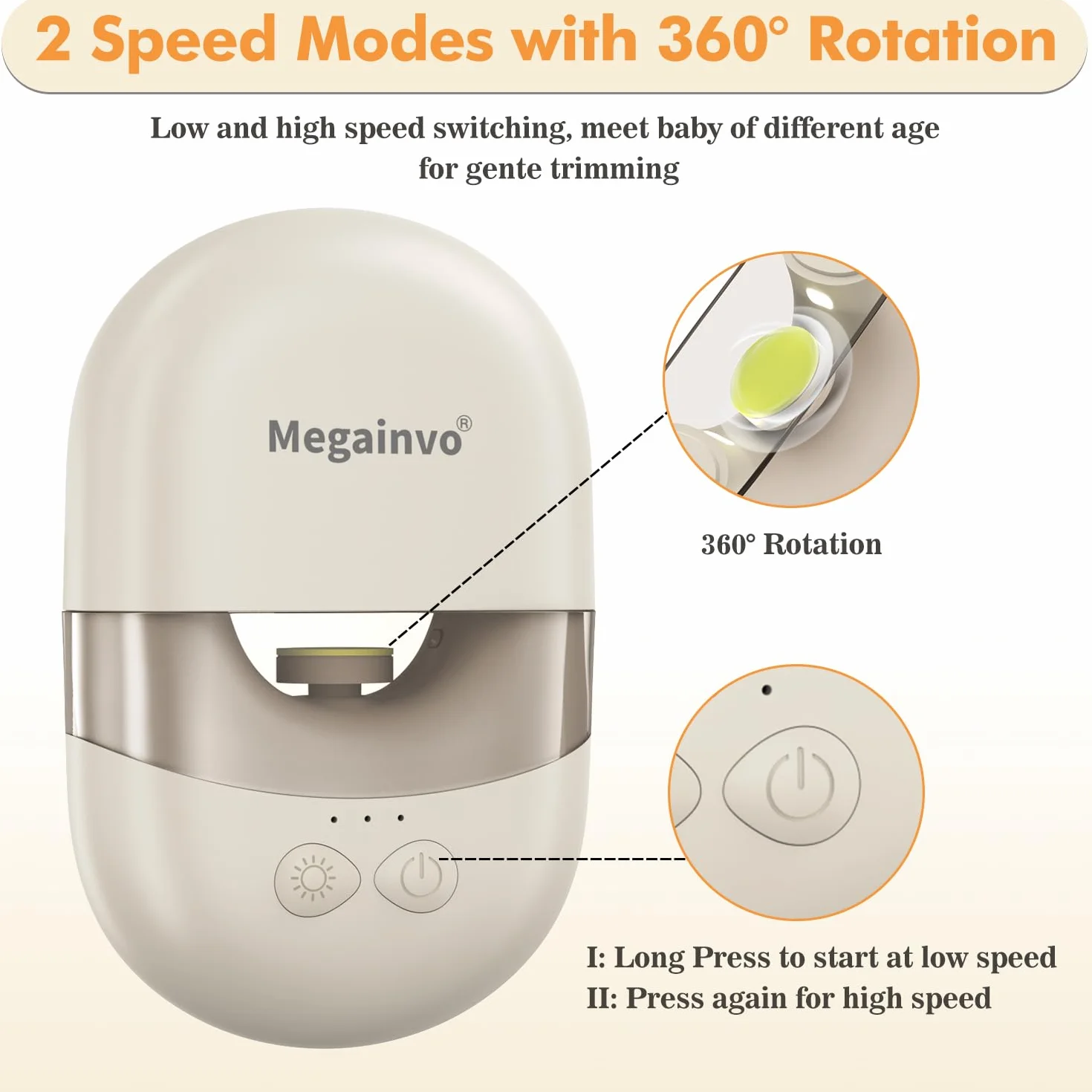 Megainvo Lima Unghie Neonato Elettrico Rechargeable Tagliaunghie Neonato Bambini Taglia Unghie Neonati con Luce & Rettifica Testine Deposito, Lima elettrica per unghie per Neonati Kit Unghie Neonato