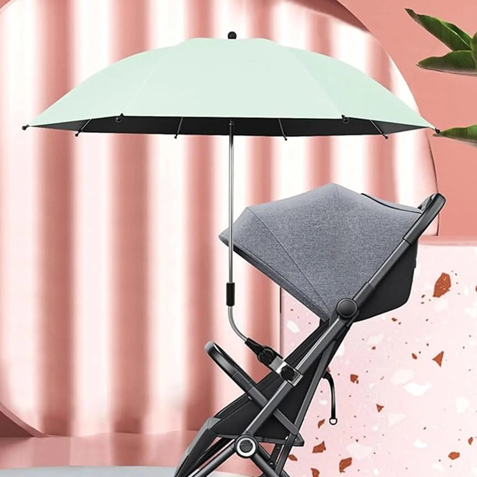 Ombrellino Universale Per Passeggino,Regolabile Parasole Passeggino,Diametro 85 cm,Protezione UV 50+,Soleggiato e Piovoso,Adatto a Passeggini Carrozzine Sedie a Rotelle (Beige)