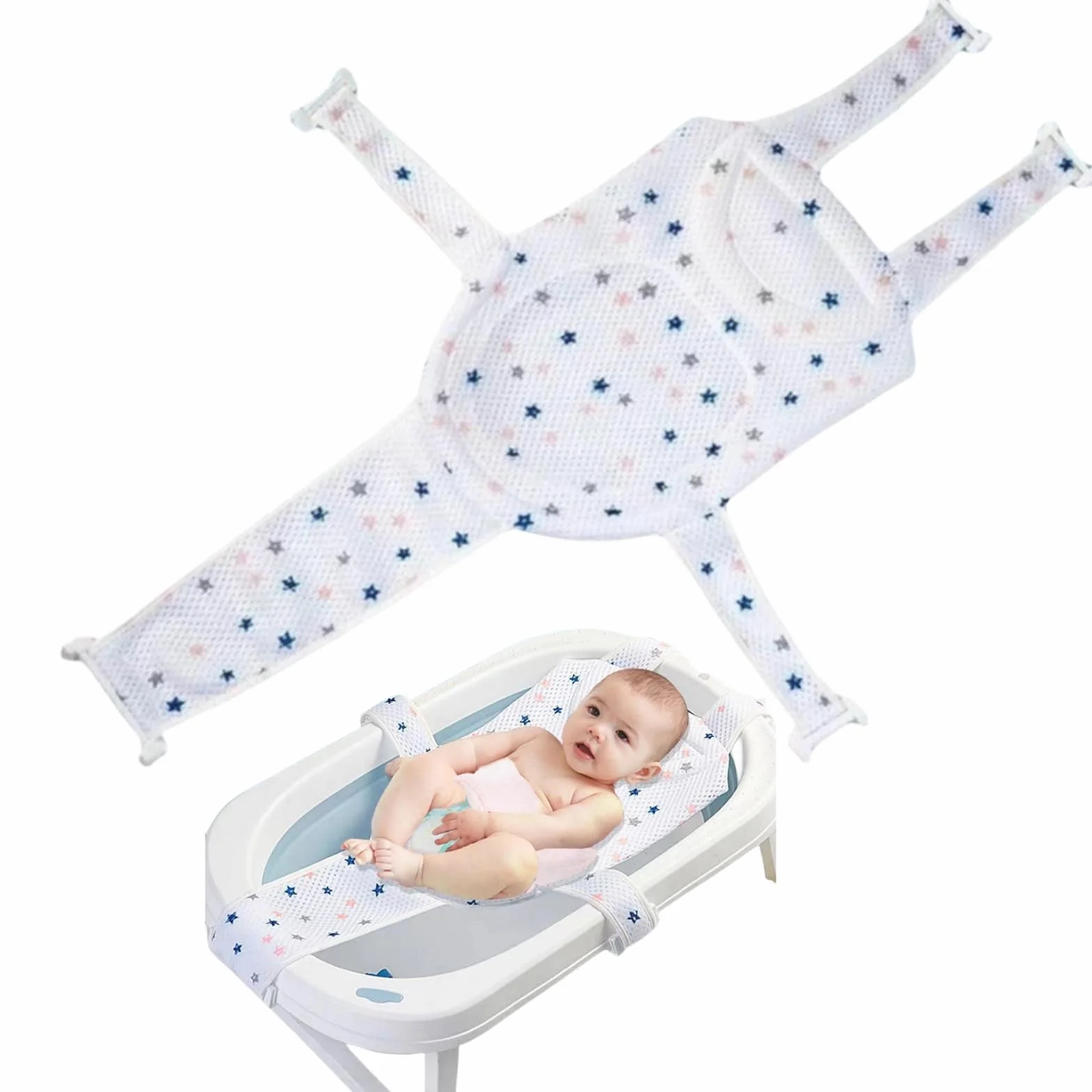 Bagnetto Supporto Sedile Regolabile, Cuscino Neonato, Riduttore Vaschetta, Tappetino da Bagno, Rete Sedile Inserto, Cuscino Supporto Antiscivolo