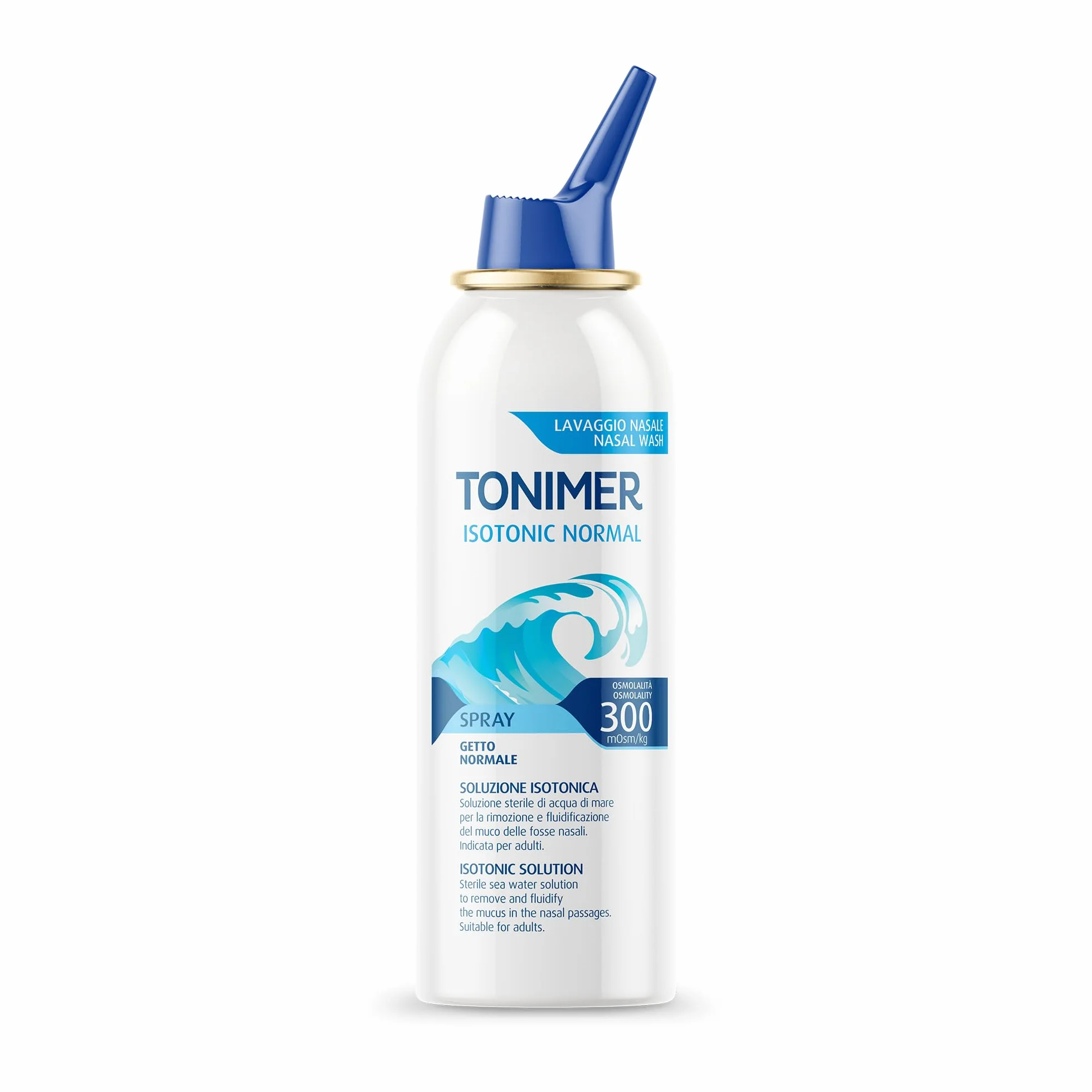 Tonimer Isotonic 300 Normal - 100 ml - Soluzione Isotonica Sterile di Acqua di Mare - Rimuove e Fluidifica il Muco - Indicata per Adulti - Senza Conservanti