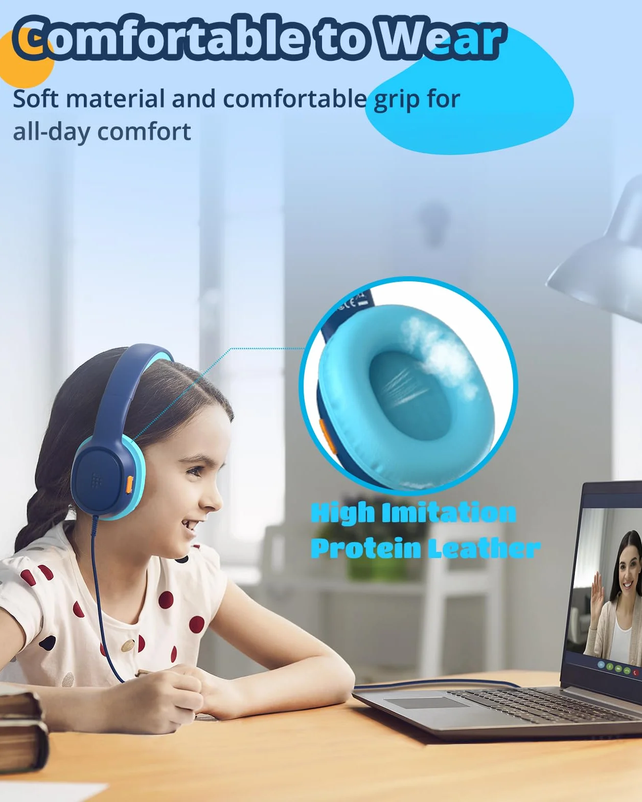 Tronsmart Cuffie Sovraurali Pieghevoli per Bambini, Volume Sicuro 85/93 dB, Suono Chiaro e Morbido, Jack da 3,5 mm per Bambini con Cavo, per Apprendimento e Intrattenimento