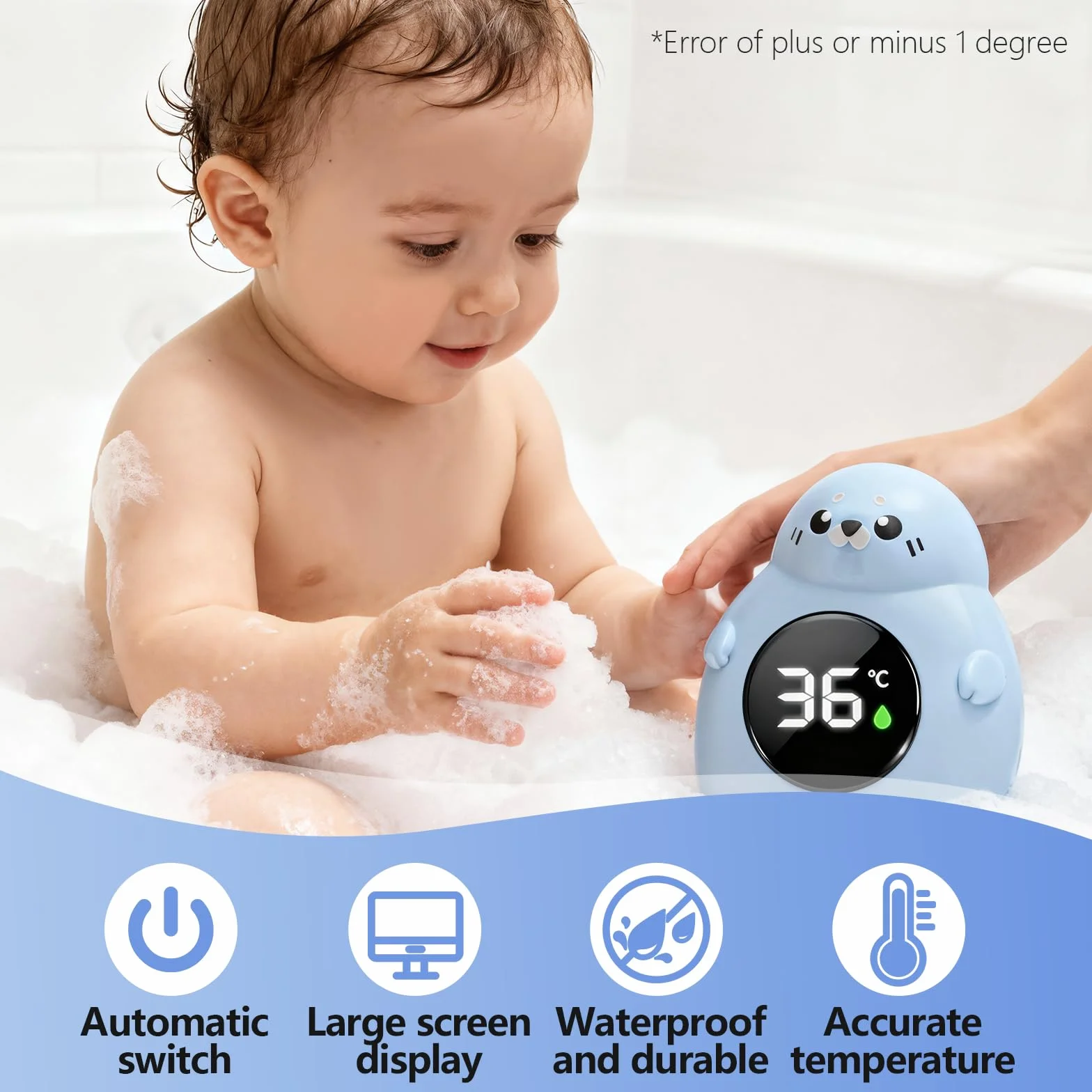 Impermeabile Termometro da Bagno per Bambini, Termometro Bagnetto Neonato Digitale, Giocattolo per Vasca, Schermo di facile lettura, Adatto per Vasche da Bagno per Bambini e Piscine