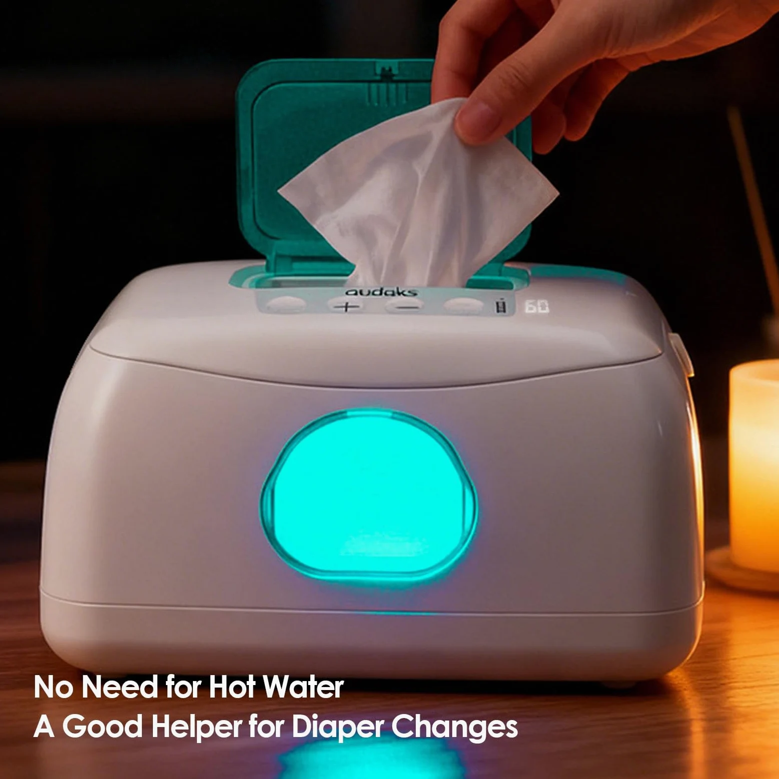 HEEPDD Scaldasalviette per Neonati, capacità di 120 Salviette con Delicata Luce Notturna, Alimentazione USB per Casa, Auto e Viaggi - Articoli Essenziali per Neonati