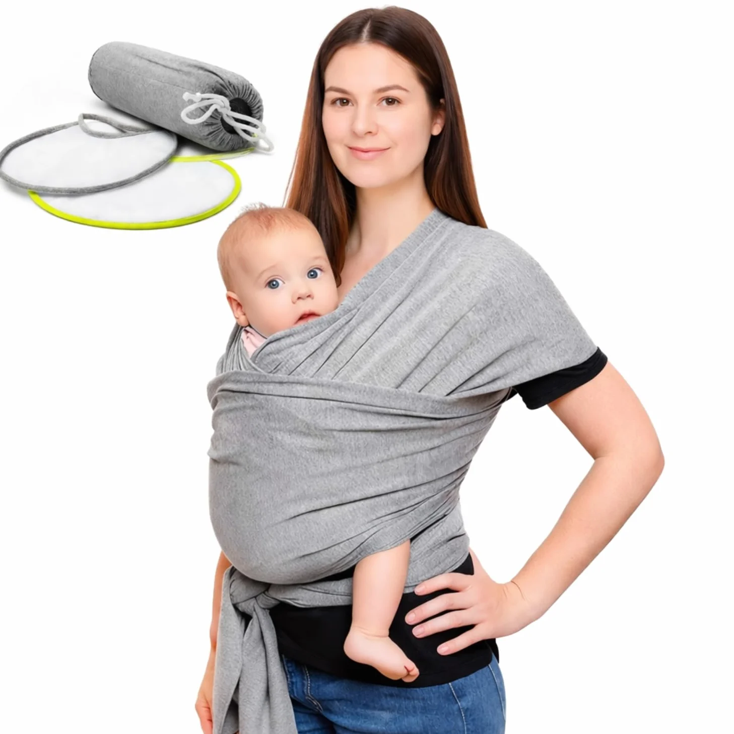 Fascia Neonato Cotone Organico Traspirante con 2 Bavaglini Inclusi Fascia Porta Bambino Fino a 15 kg Elastica Ergonomica 100% Made in Italy Leggero e Morbido Regalo Neonato