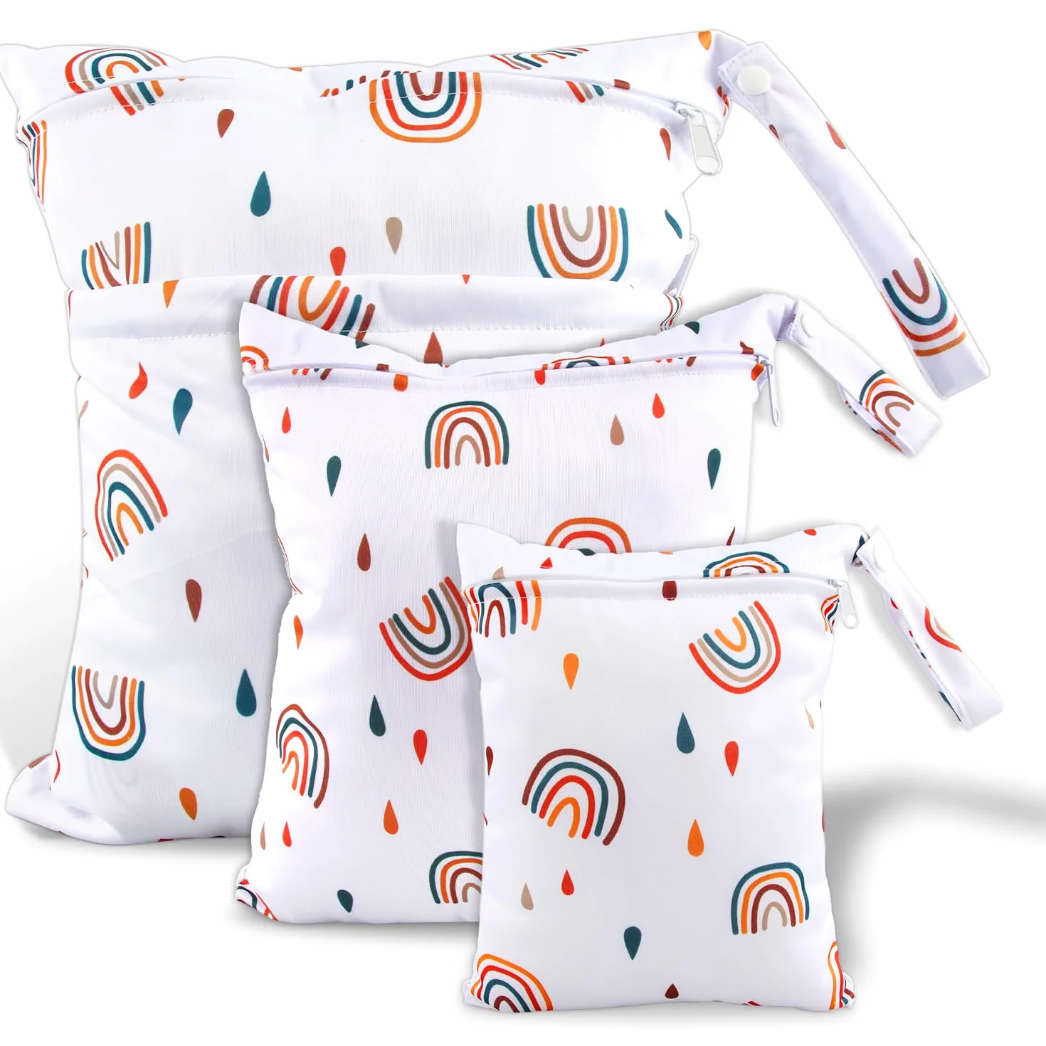 EKKONG Wetbag, 3 pezzi Borsa Pannolini Riutilizzabile, Sacchetto delPannolino Lavabile con Zip Impermeabile Organizzatore (unicorno)