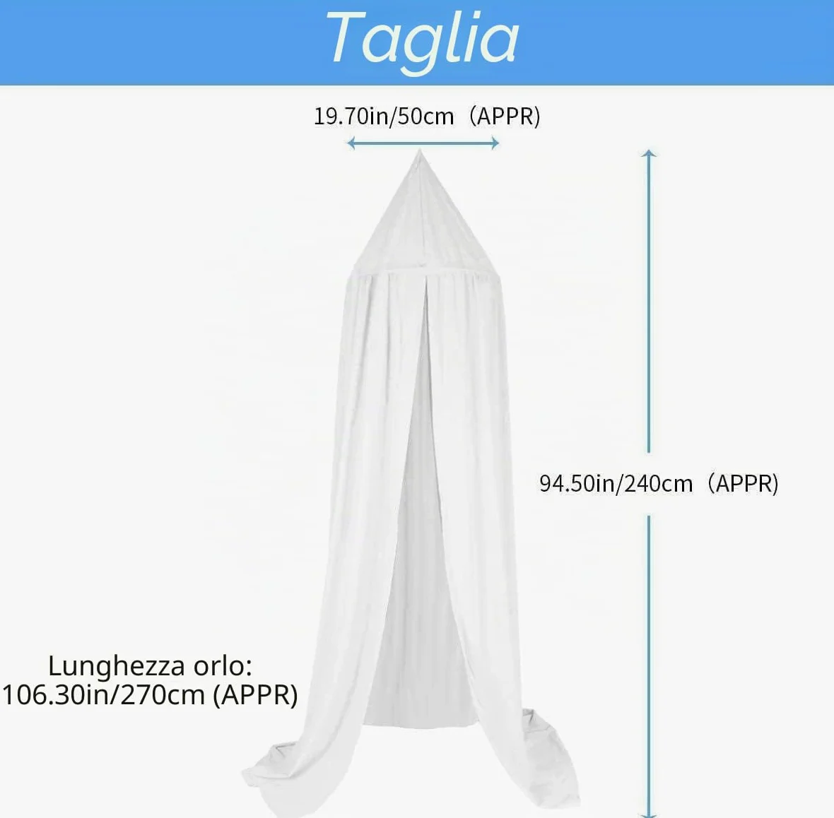 Baldacchino per bambini, in chiffon, tenda da gioco, in chiffon, altezza 240 cm, lunghezza orlo 260 cm, verde
