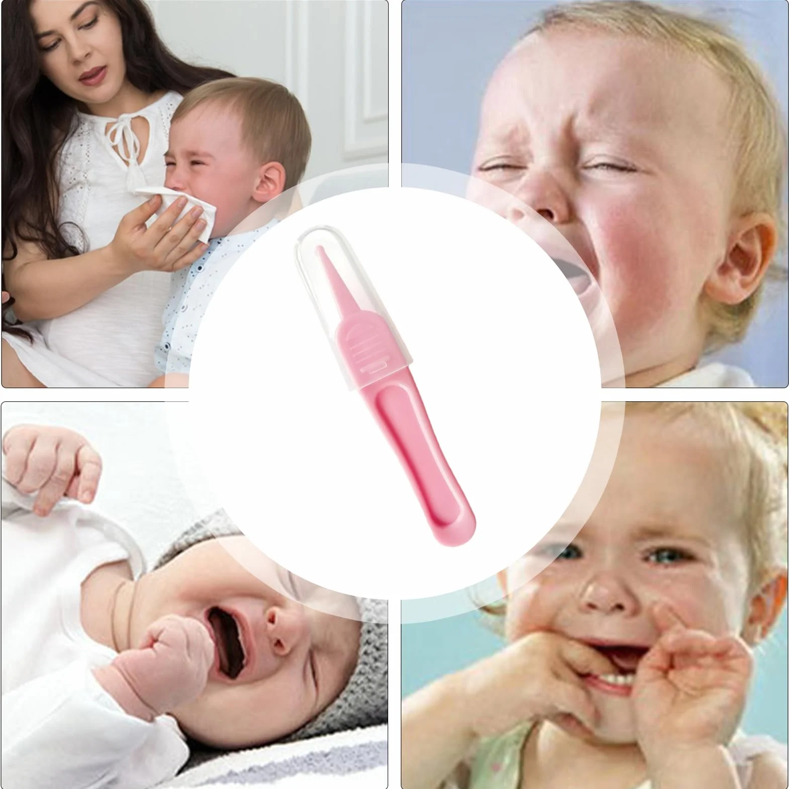 Pinzette per naso, pinzette per la pulizia del naso, detergente per bambini, pinza rotonda, portatile e sicuro e per pulire i condotti uditivi, i passaggi nasali e lo sporco ombelicale