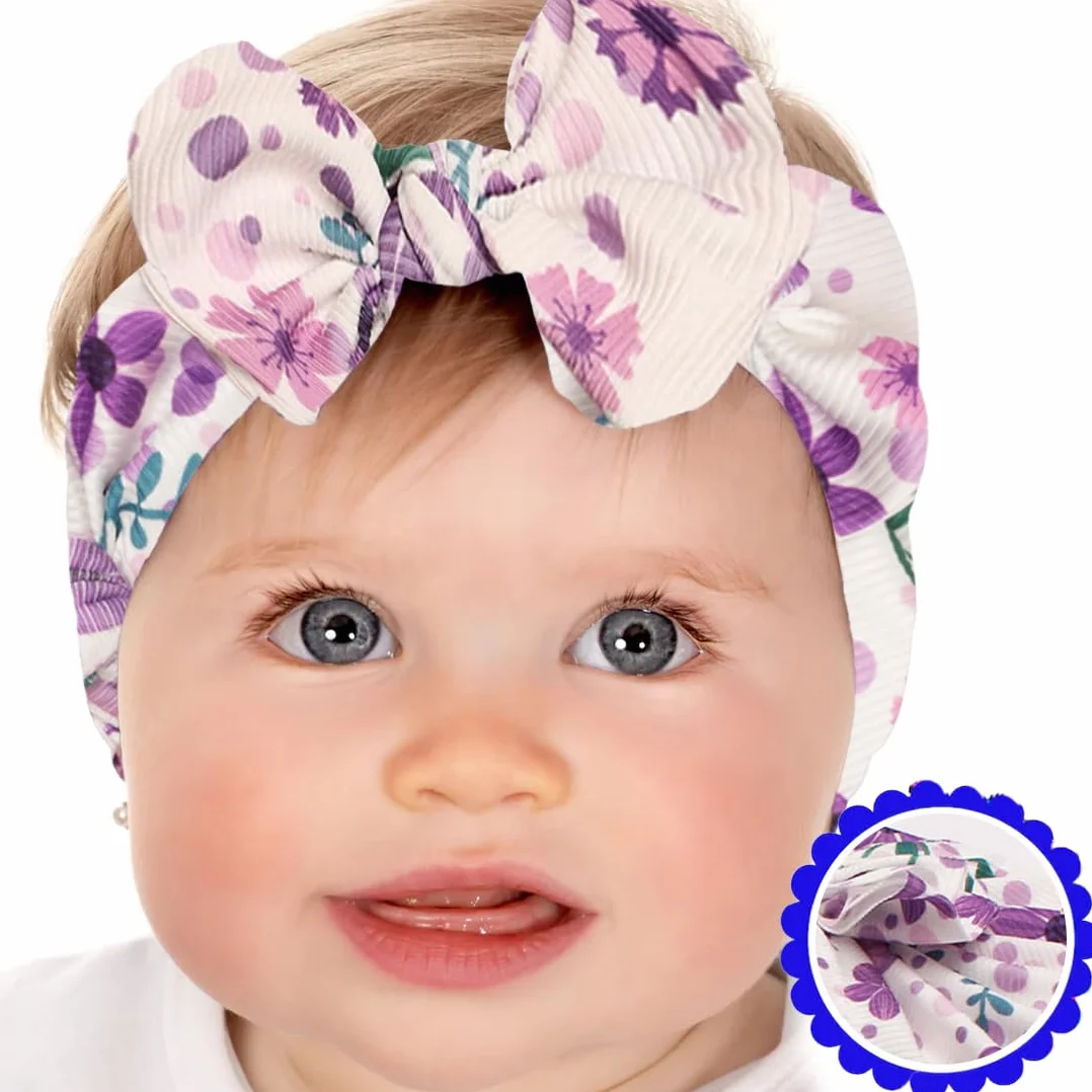 2 Pezzi fascia capelli neonata Fascia Capelli Bambina, Nylon Fasce Capelli Neonata Fiore Fascia Elastica per Capelli Accessori per Capelli per Nascita Bambina Femmina,fascia neonata capelli