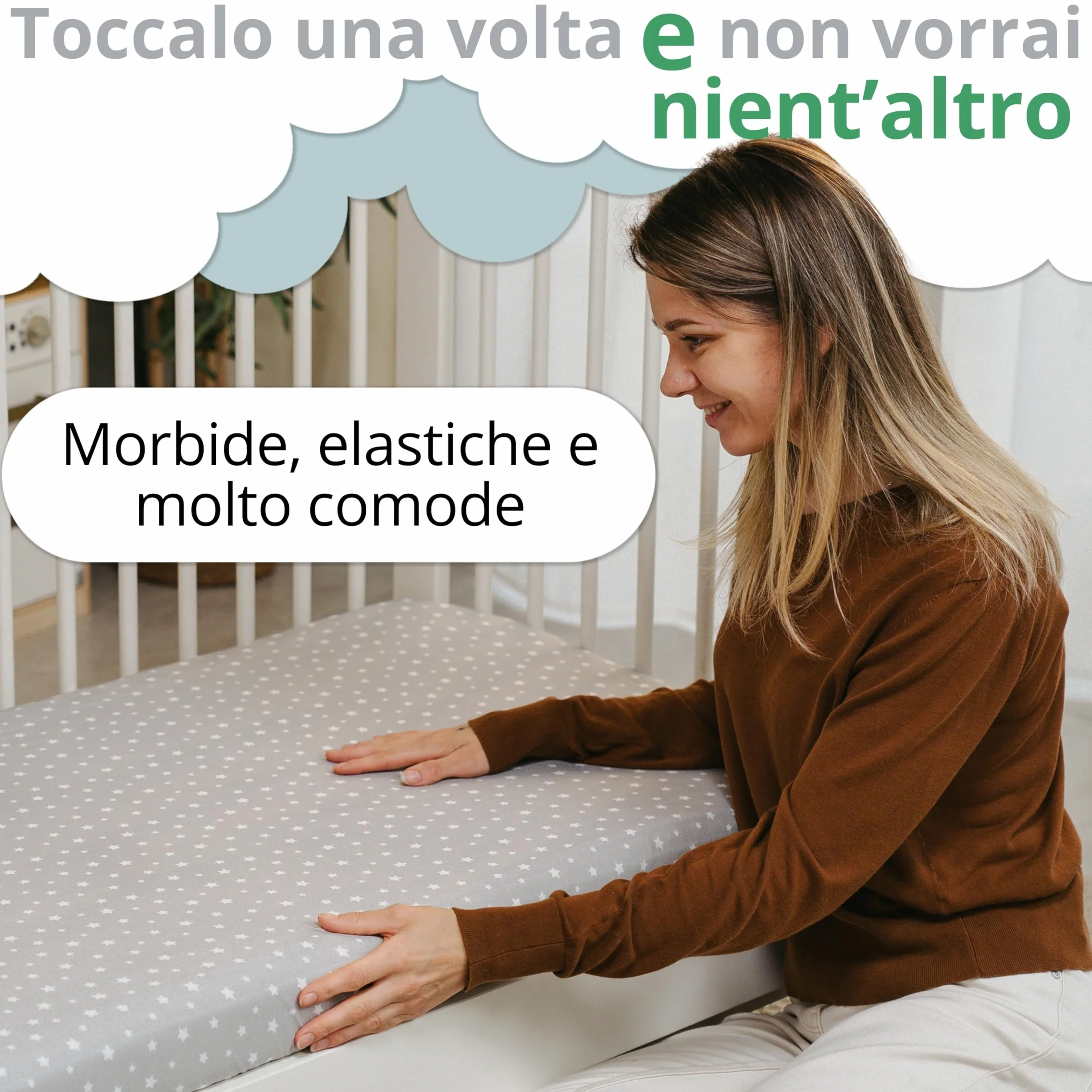 Set Lenzuola Lettino Neonato 60x120 / 60x125. 2 Lenzuola con Angoli in Cotone Jersey + 1 Coprimaterasso Impermeabile in Spugna. Certificato OekoTex. Fantasia Stelle 125x60 / 120x60
